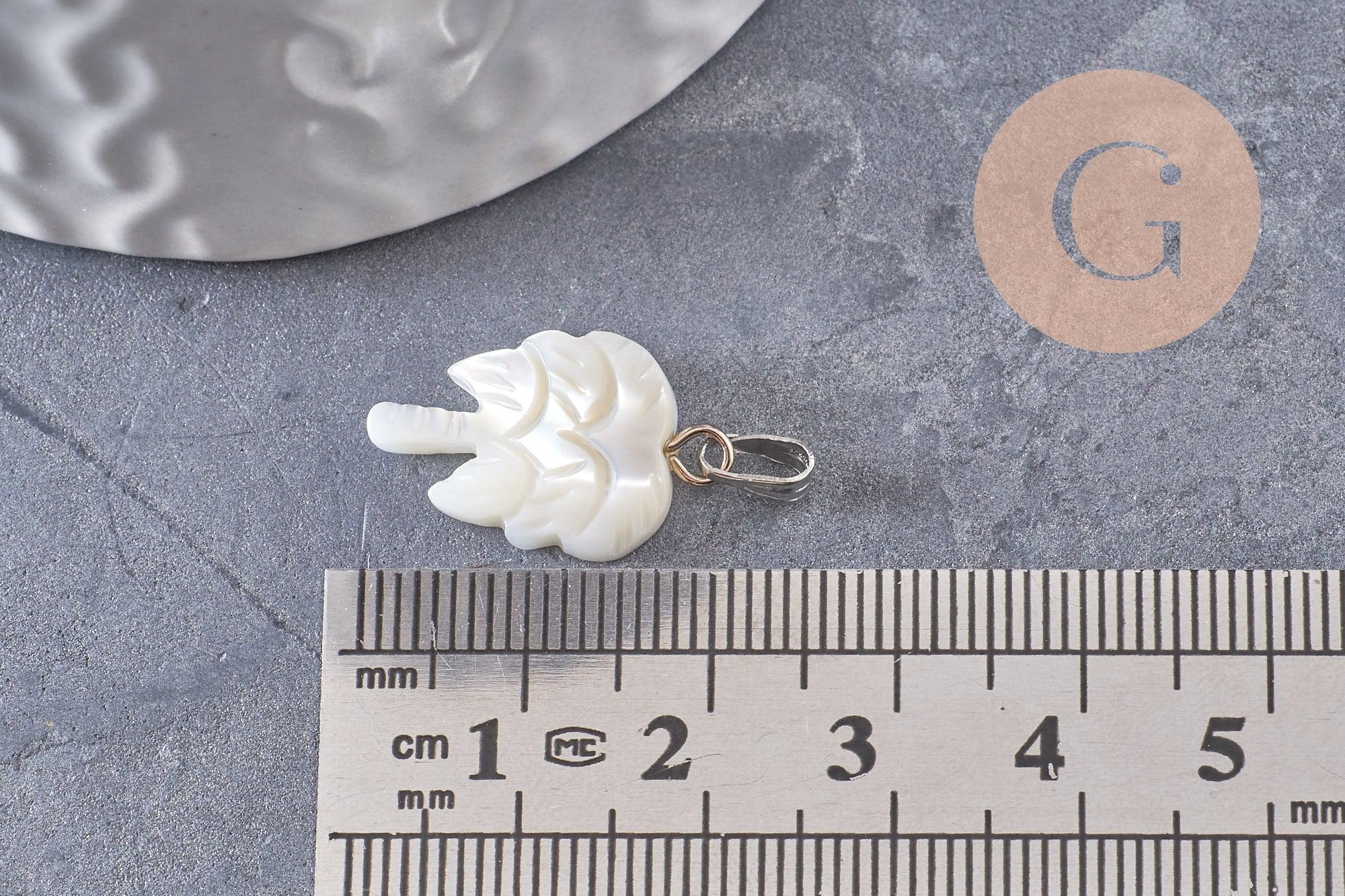 Gingerlily Pendentifs G9918 pendentif palmier nacre blanche 20,5mm