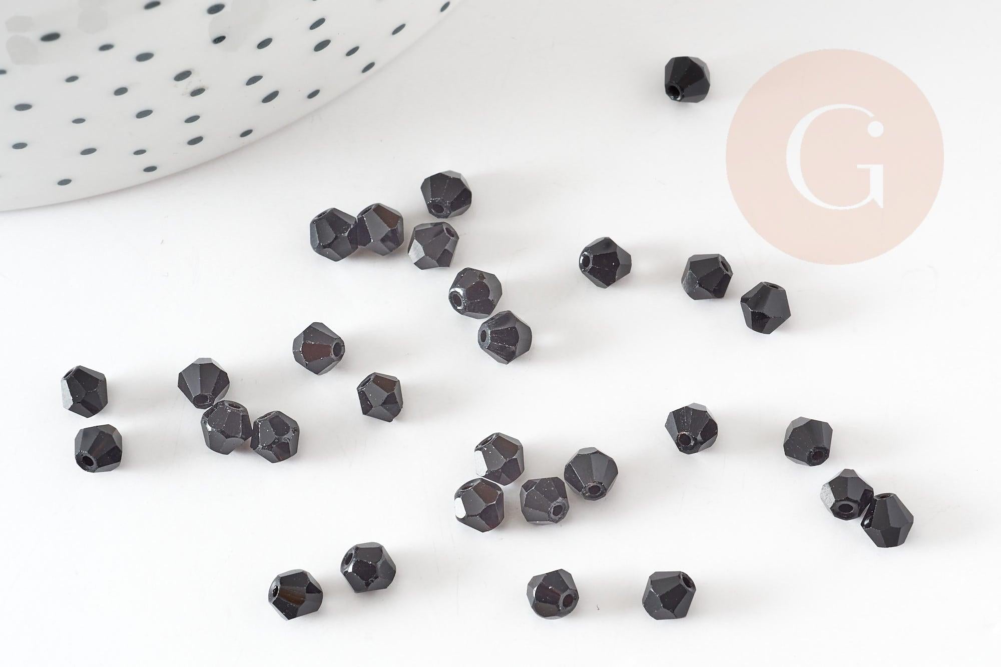 Gingerlily G9235 perles bicône verre noir 3mm 1g