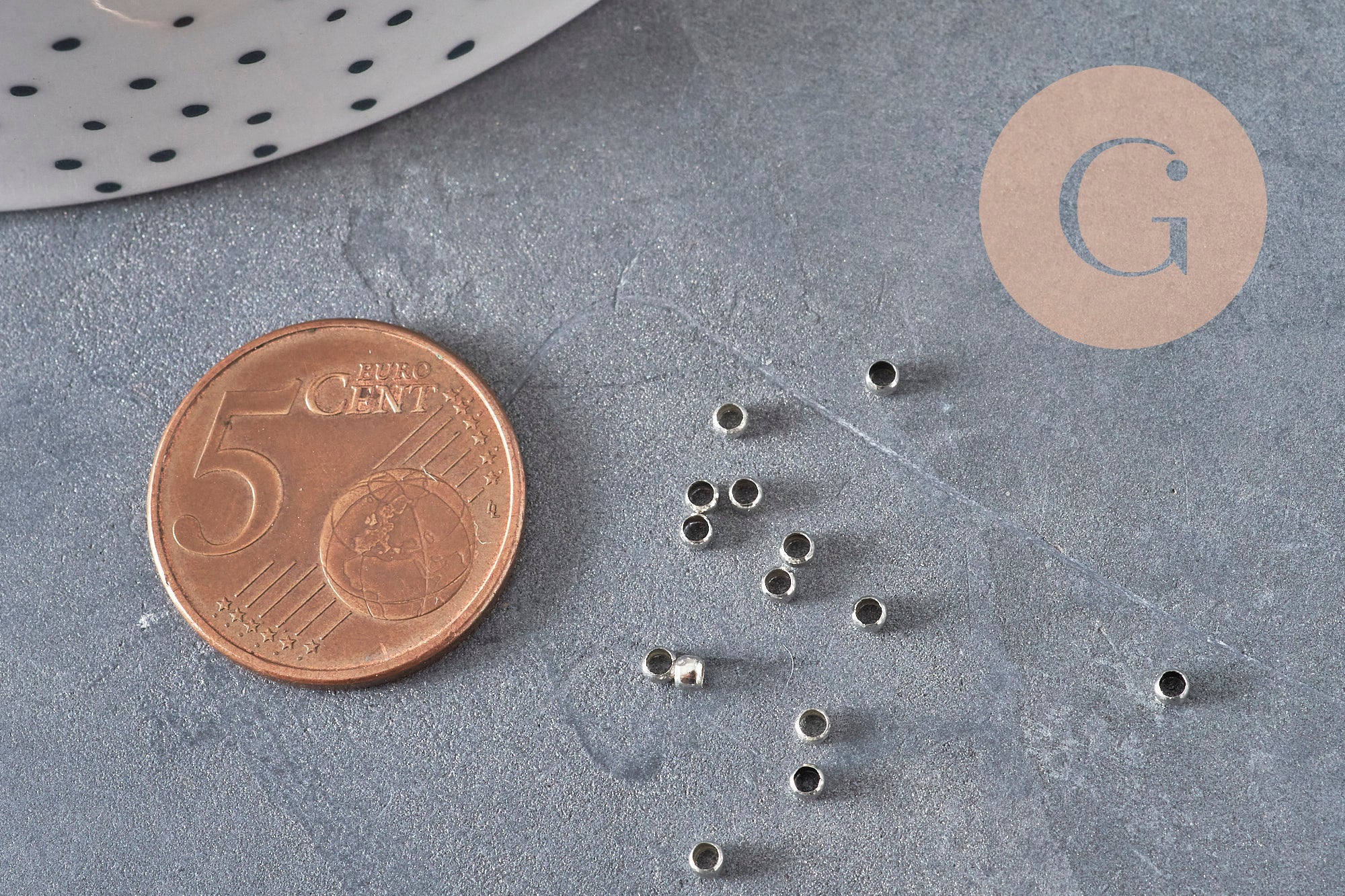 Gingerlily Perles à écraser laiton platine 2 mm 1 g sans nickel