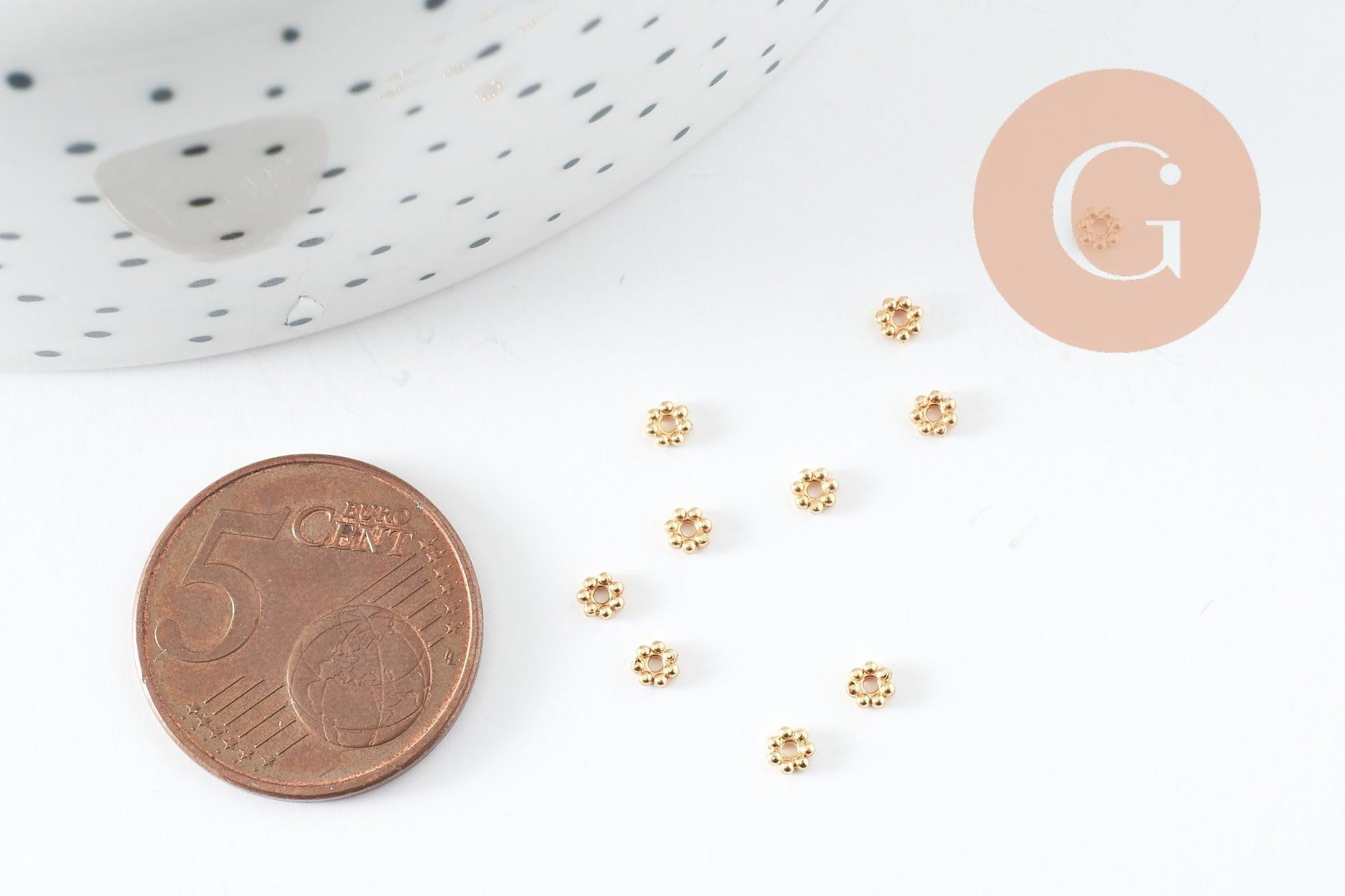 Gingerlily Perles G9832 perle fleur intercalaire doré 3 mm x5