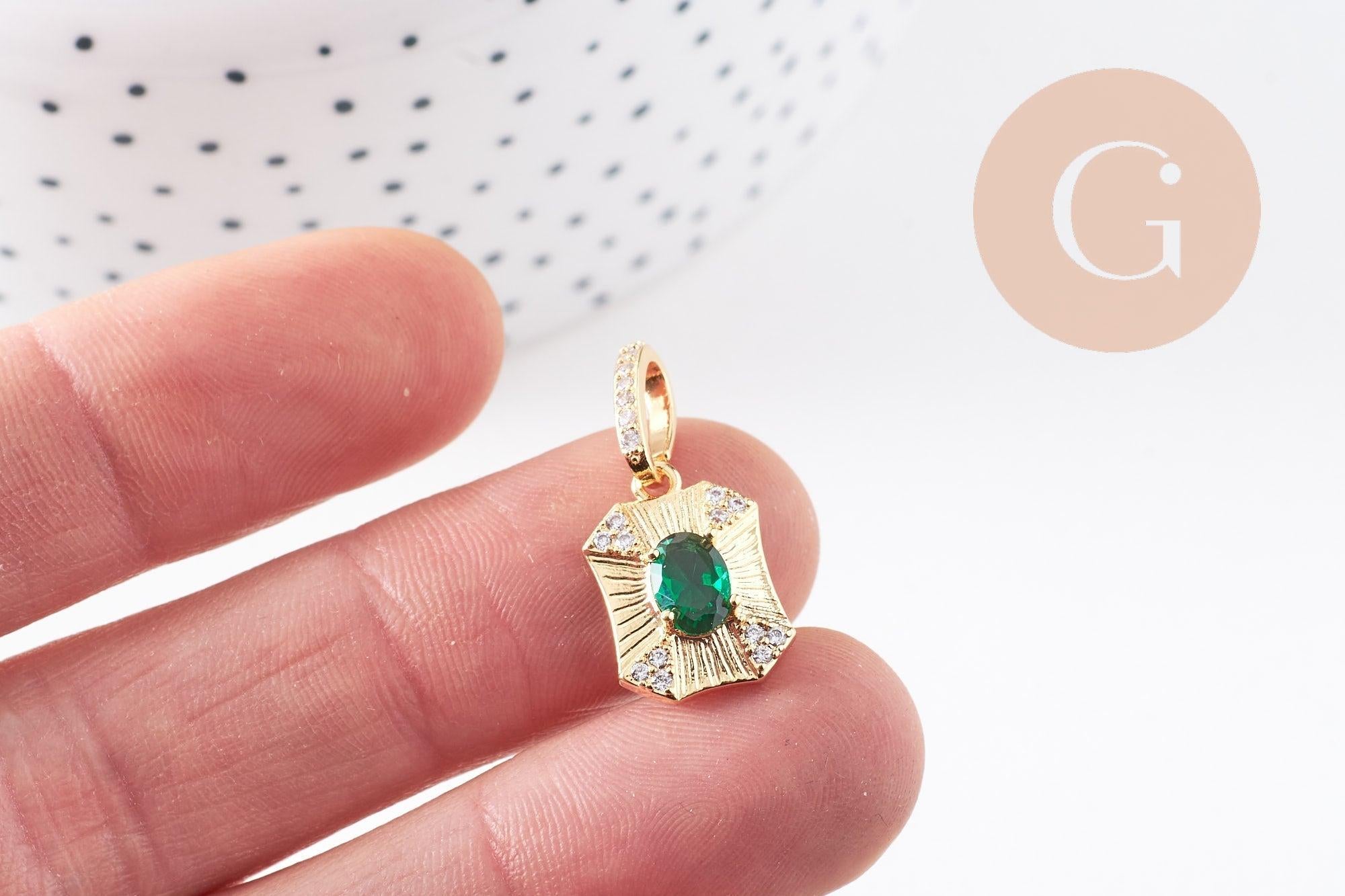 Gingerlily Pendentif octogone G10081 breloque zircon 25mm x1