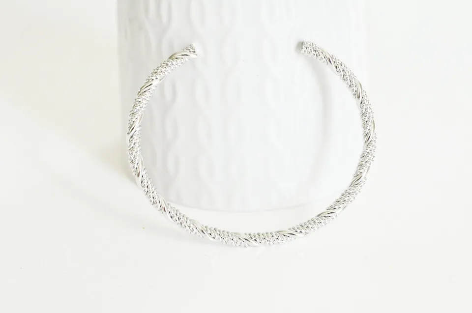 Gingerlily bracelet jonc réglable G2586 or blanc tressé