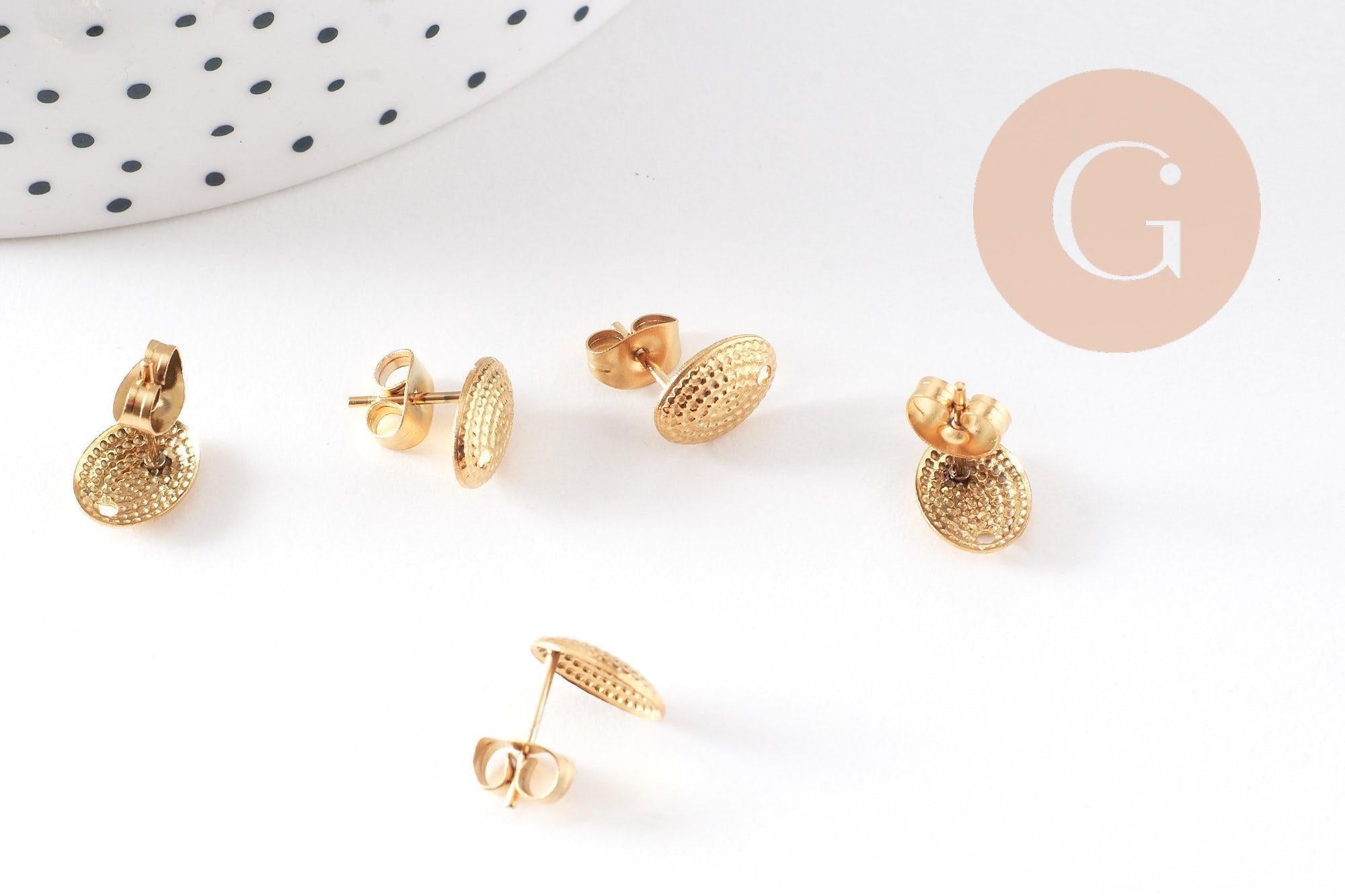 Gingerlily Apprêts clous ovales G10486 acier doré 9,5mm paire