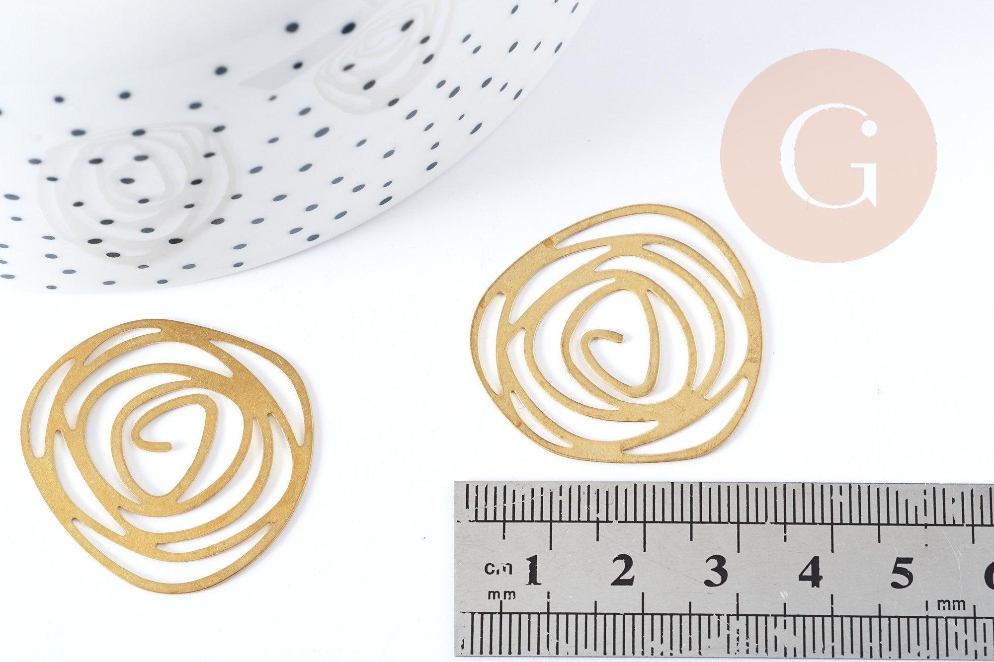 Gingerlily Pendentif fleur G8770 laiton brut 32mm x1