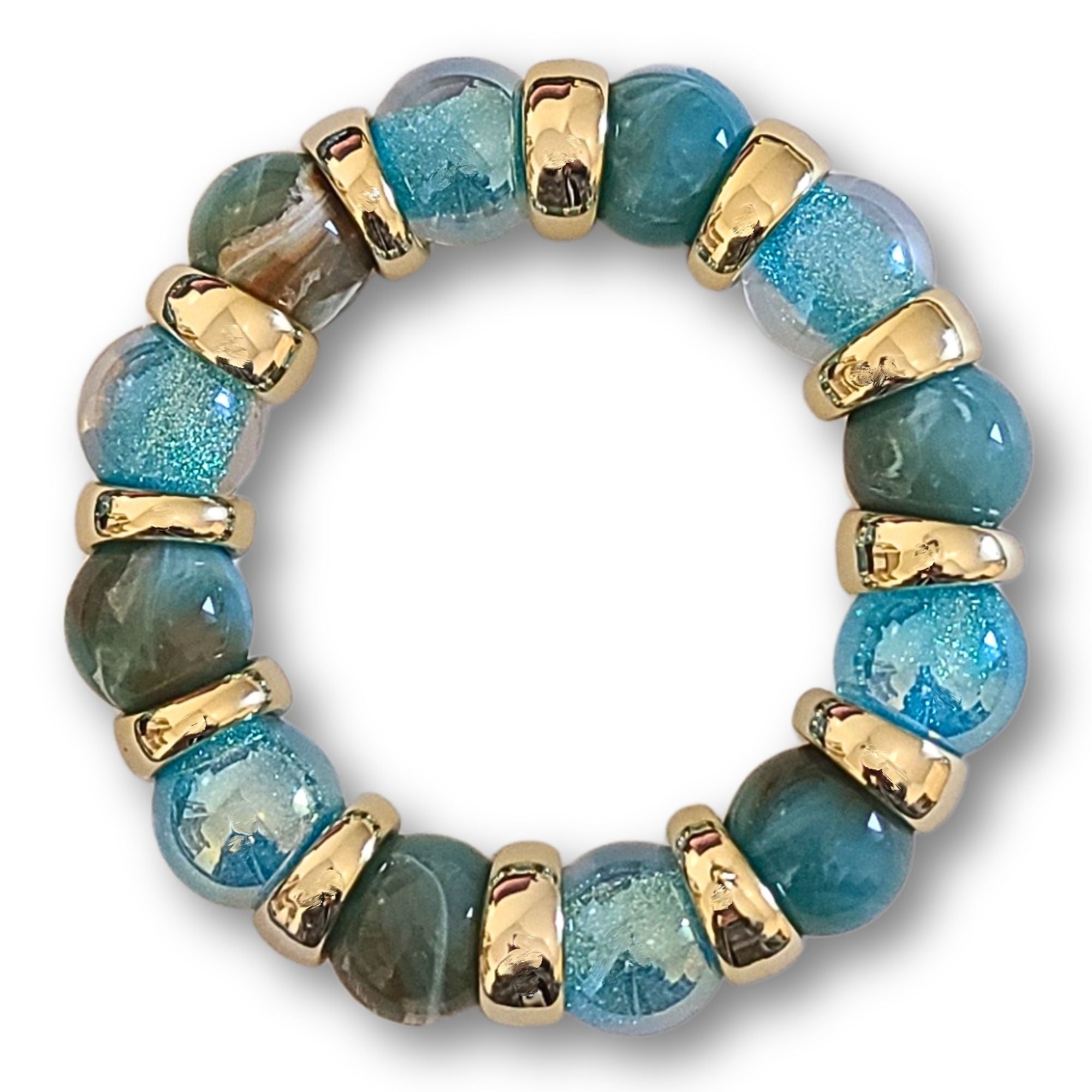 ARTSHOP Boules Glitters 275 perle acrylique Turquoise AB 16MM x15