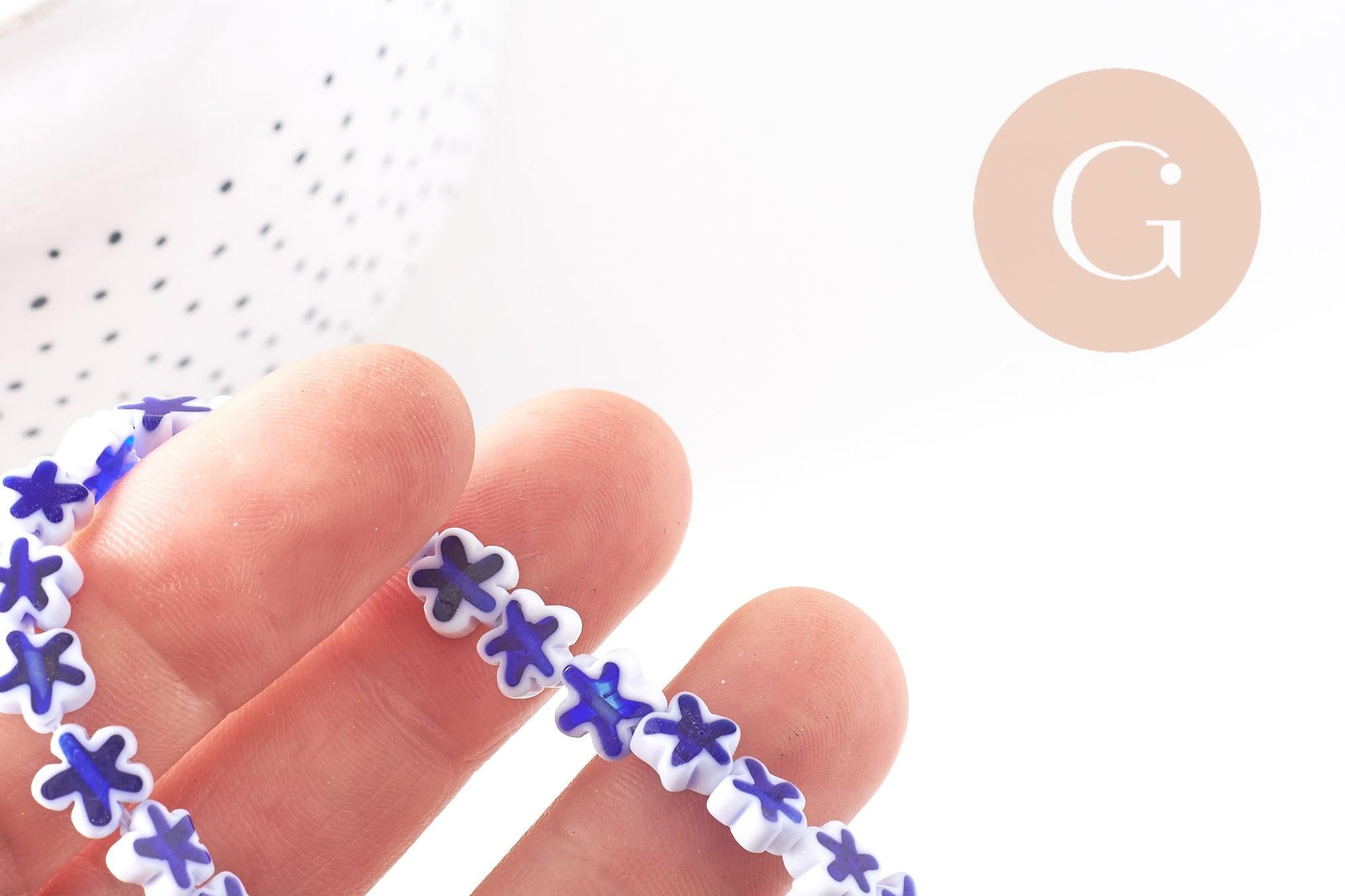 Gingerlily Millefiori Perles fleurs verre 6.5-9mm fil 40cm