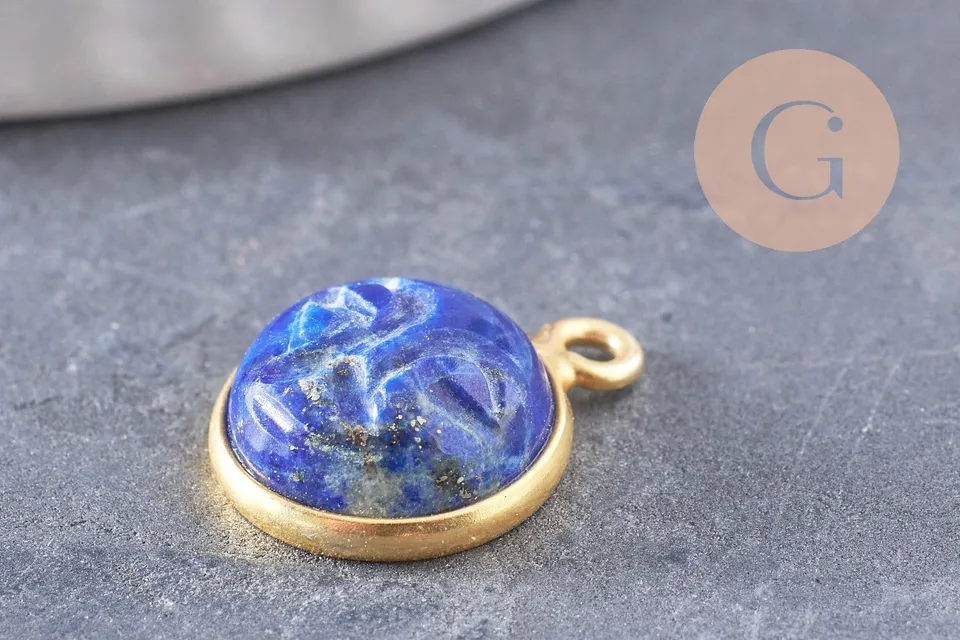 Gingerlily Pendentifs visage lune G9876 lapis lazuli 19mm x1
