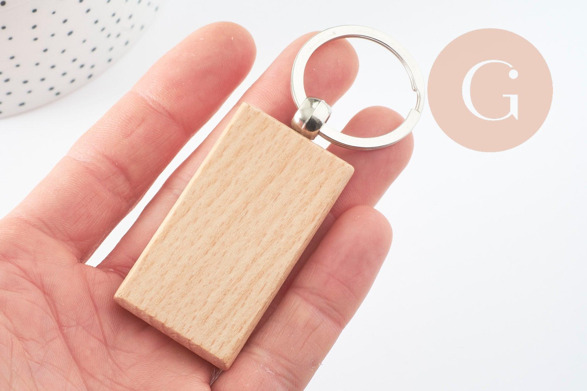 Gingerlily Porte-clé rectangle bois personnalisable 63,5mm x1