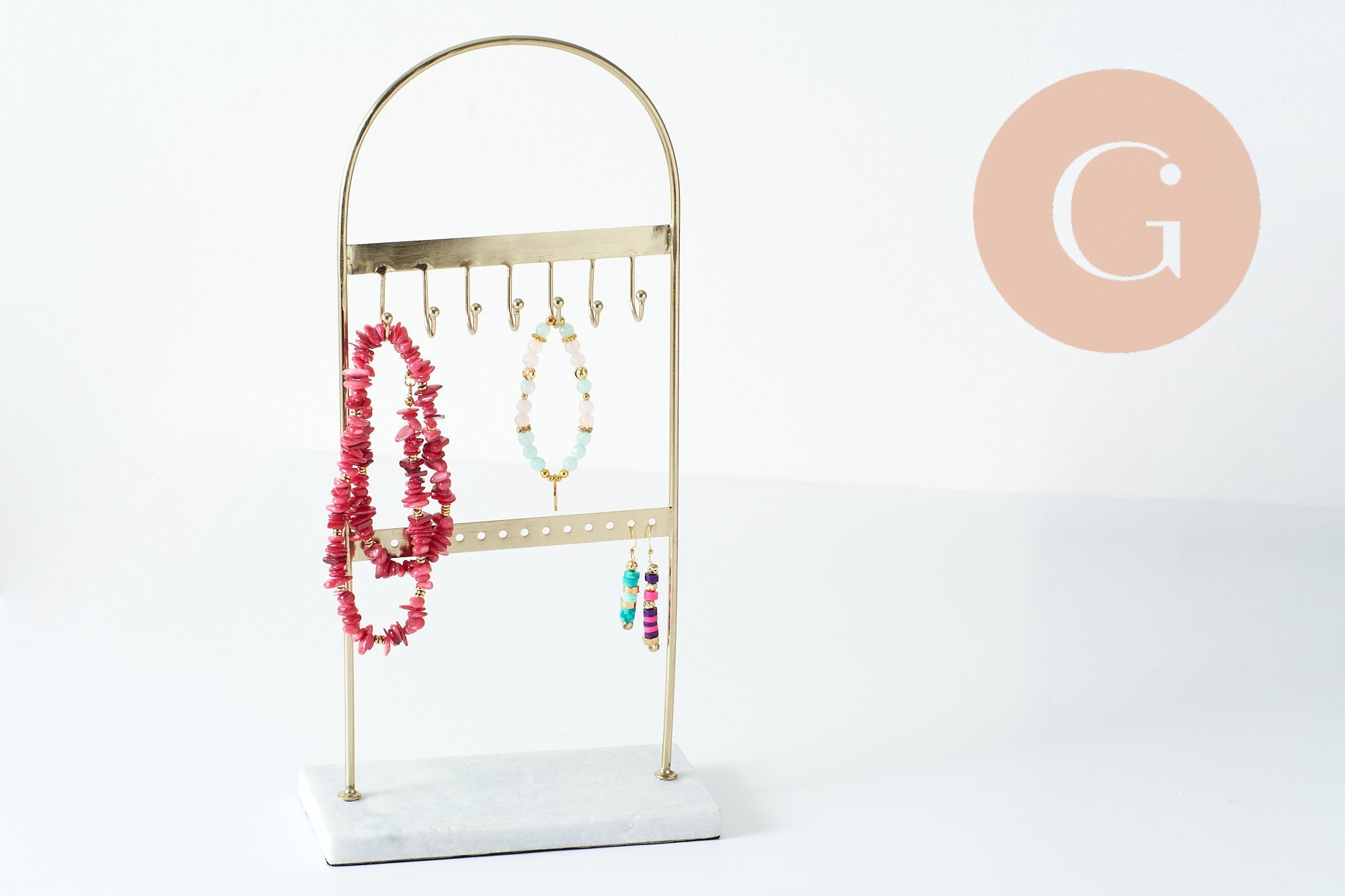 Gingerlily Rangement G9796 présentoir boucles laiton marbre