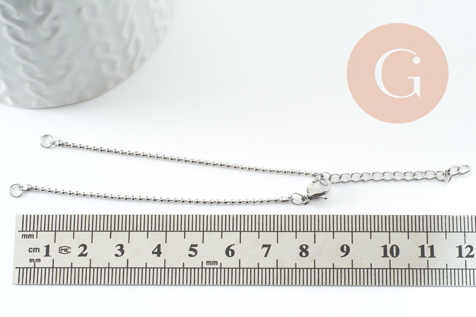 Gingerlily Base bracelet boule G9482 acier platine 16,6cm x1