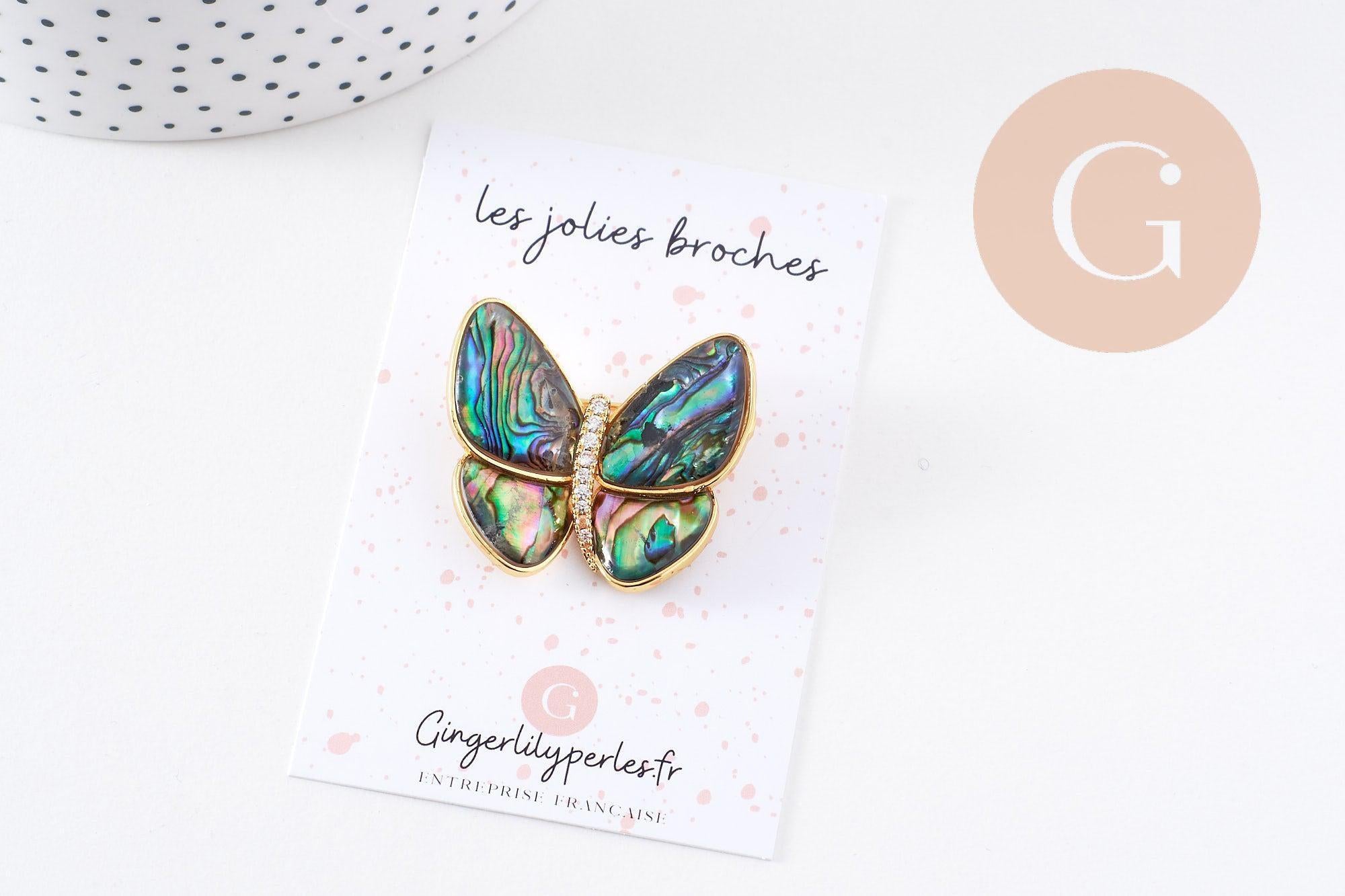 Gingerlily Broches et pin's papillon broche nacre noire 36 mm x1