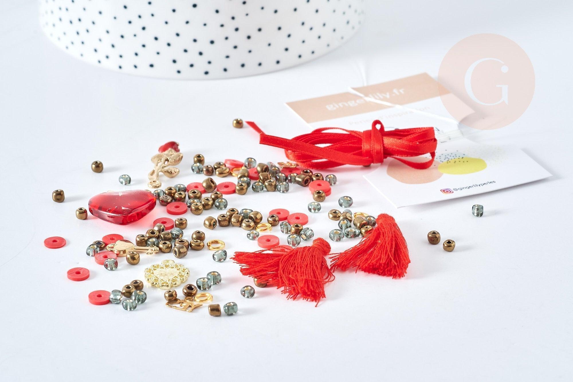 Gingerlily kit perles fruits rouges création bijoux x1