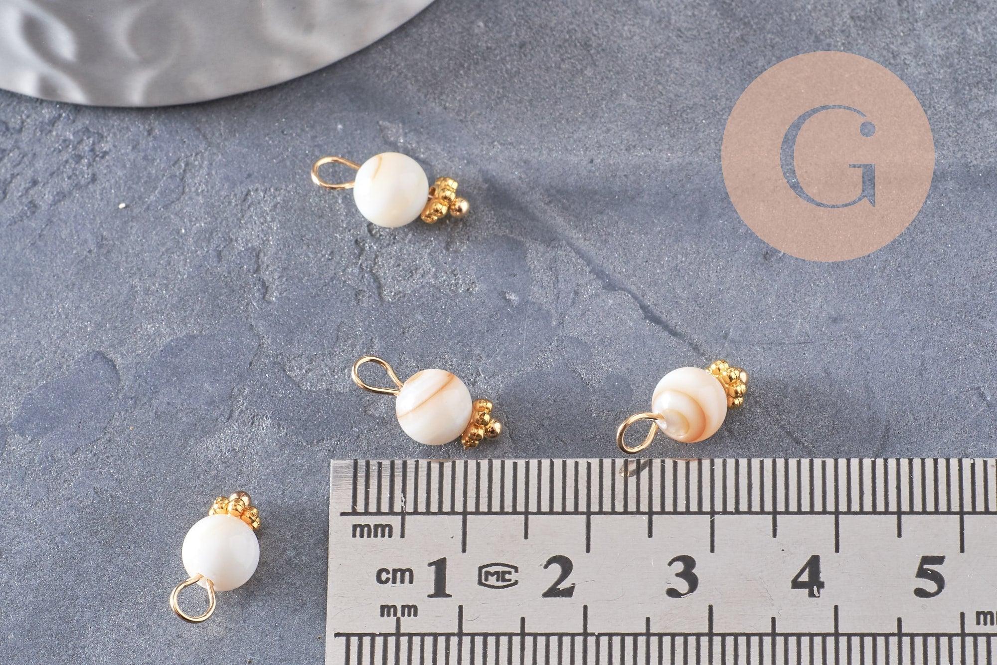 Gingerlily Perles G10021 breloque nacre dorée 12,5mm x5