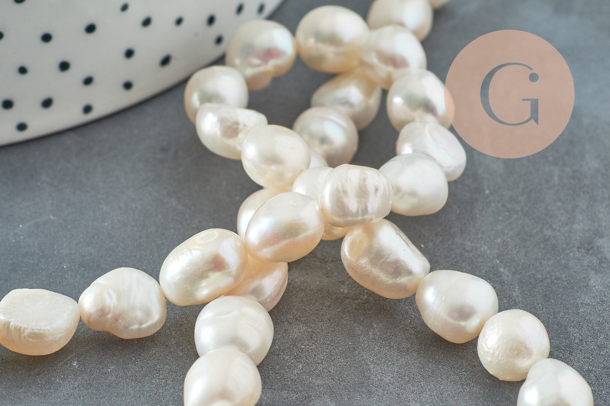 Gingerlily Perles eau douce G2433 blanches 8-9mm fil 33cm