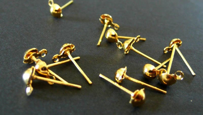 Gingerlily Perles Clous puce boule doré clous d'oreille 5mm x50
