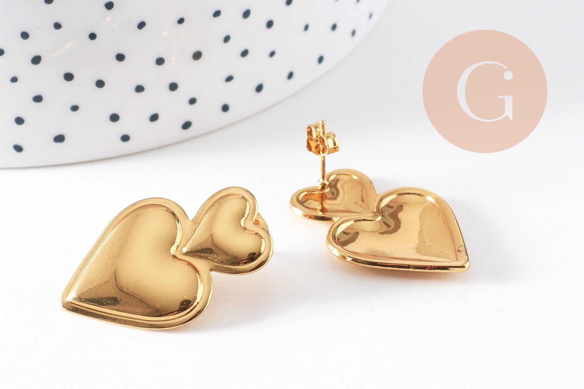 Gingerlily Boucles puce coeur doré 18K 31mm paire