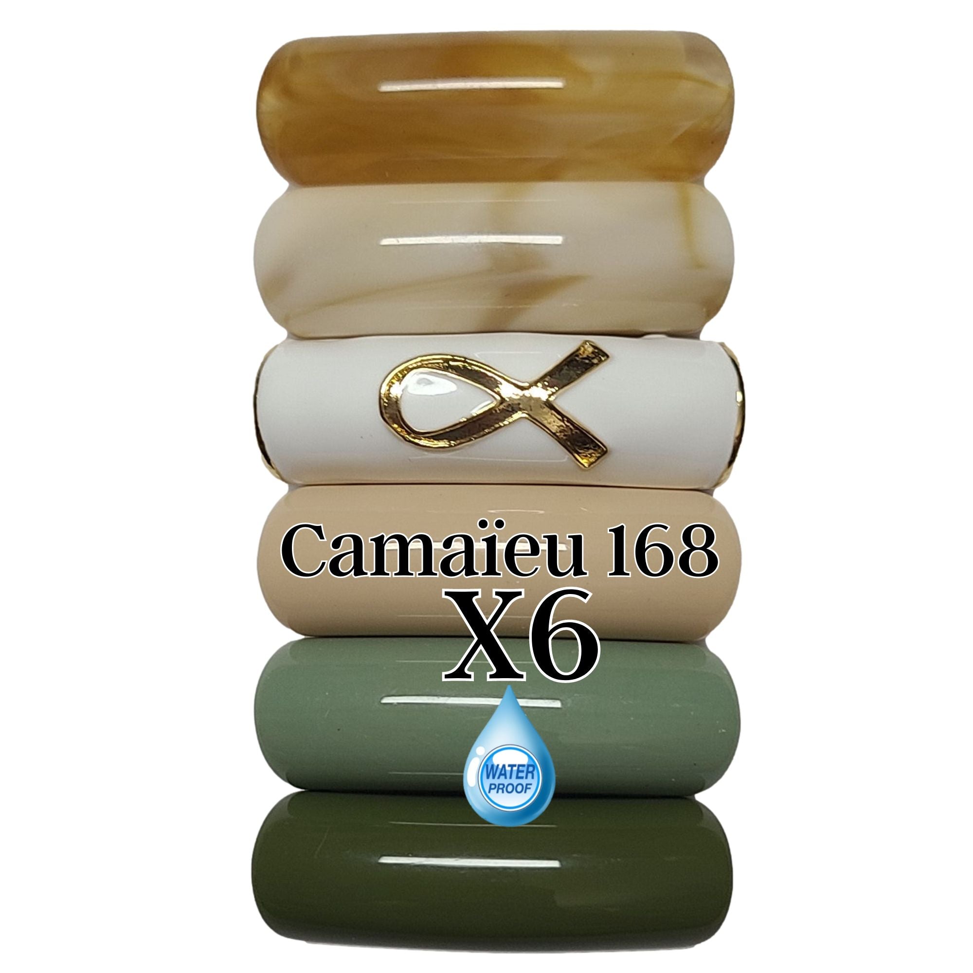 ARTSHOP Camaieux 168 lot 6 tubes incurvés beige vert 12MM