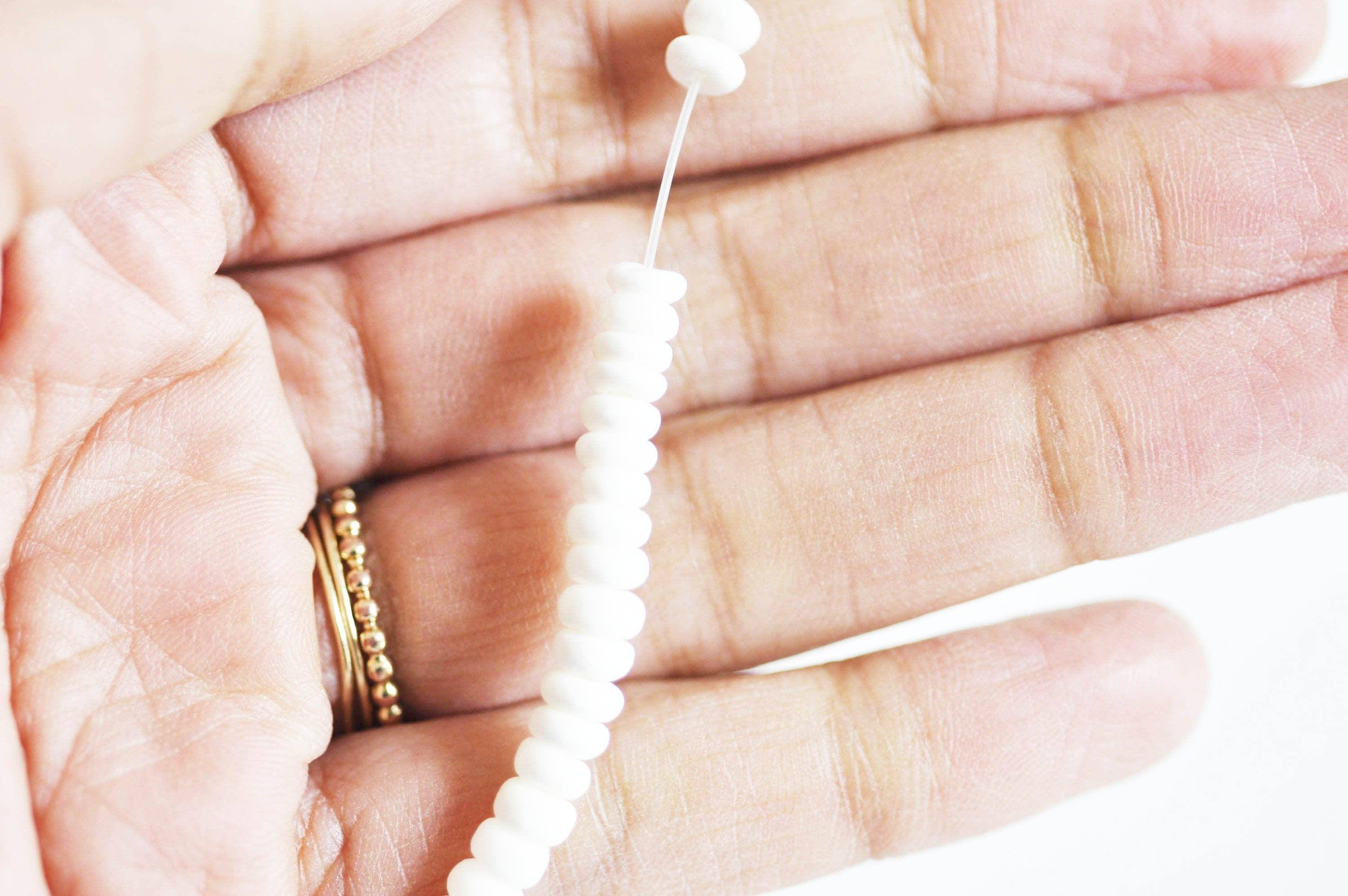 Gingerlily Perles rondes coquillage blanc naturel 5-6mm x170