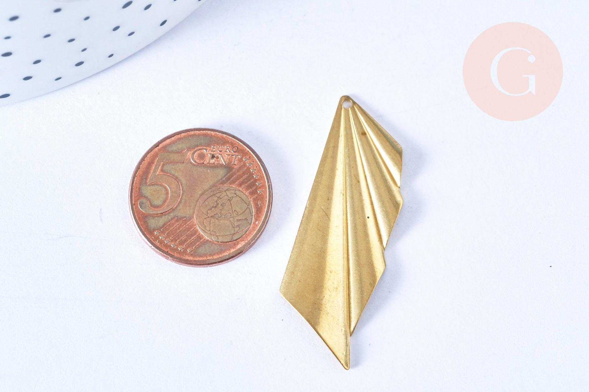 Gingerlily Pendentifs triangle éventail laiton brut 42x14mm