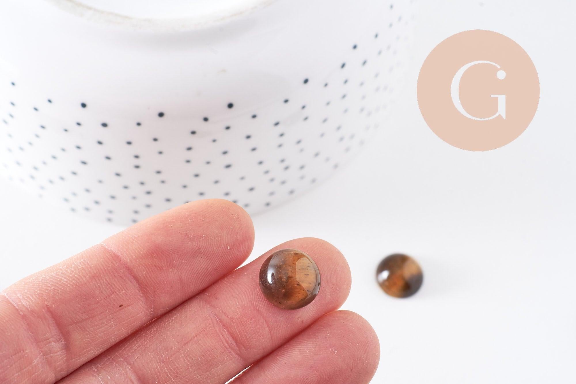 Gingerlily Cabochon œil de tigre naturel rond 12 mm marron
