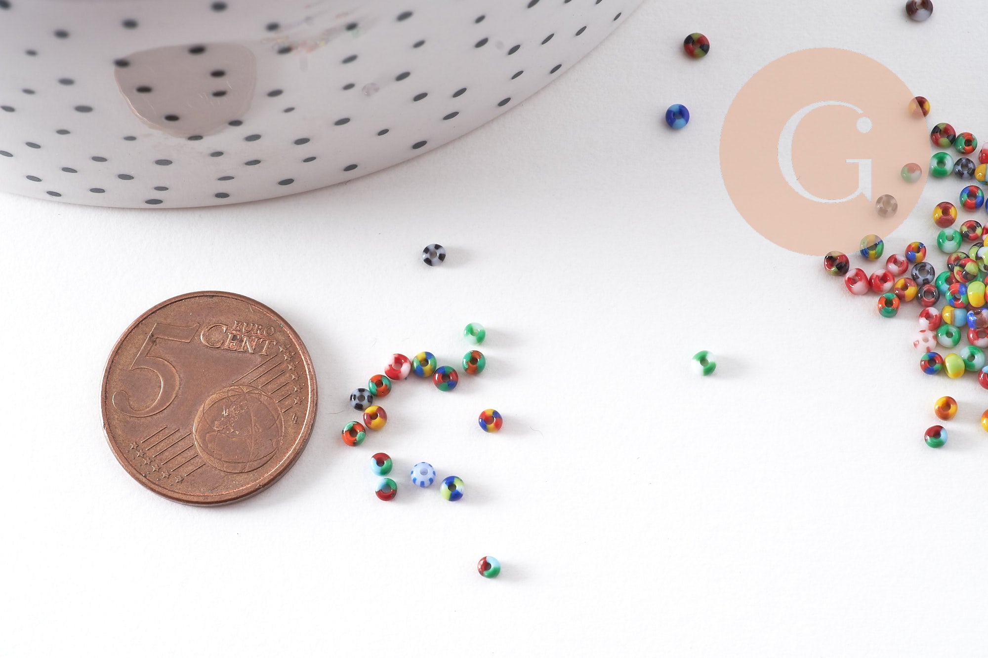 Gingerlily Perles G10934 rocaille rayée multicolore 2mm 10g