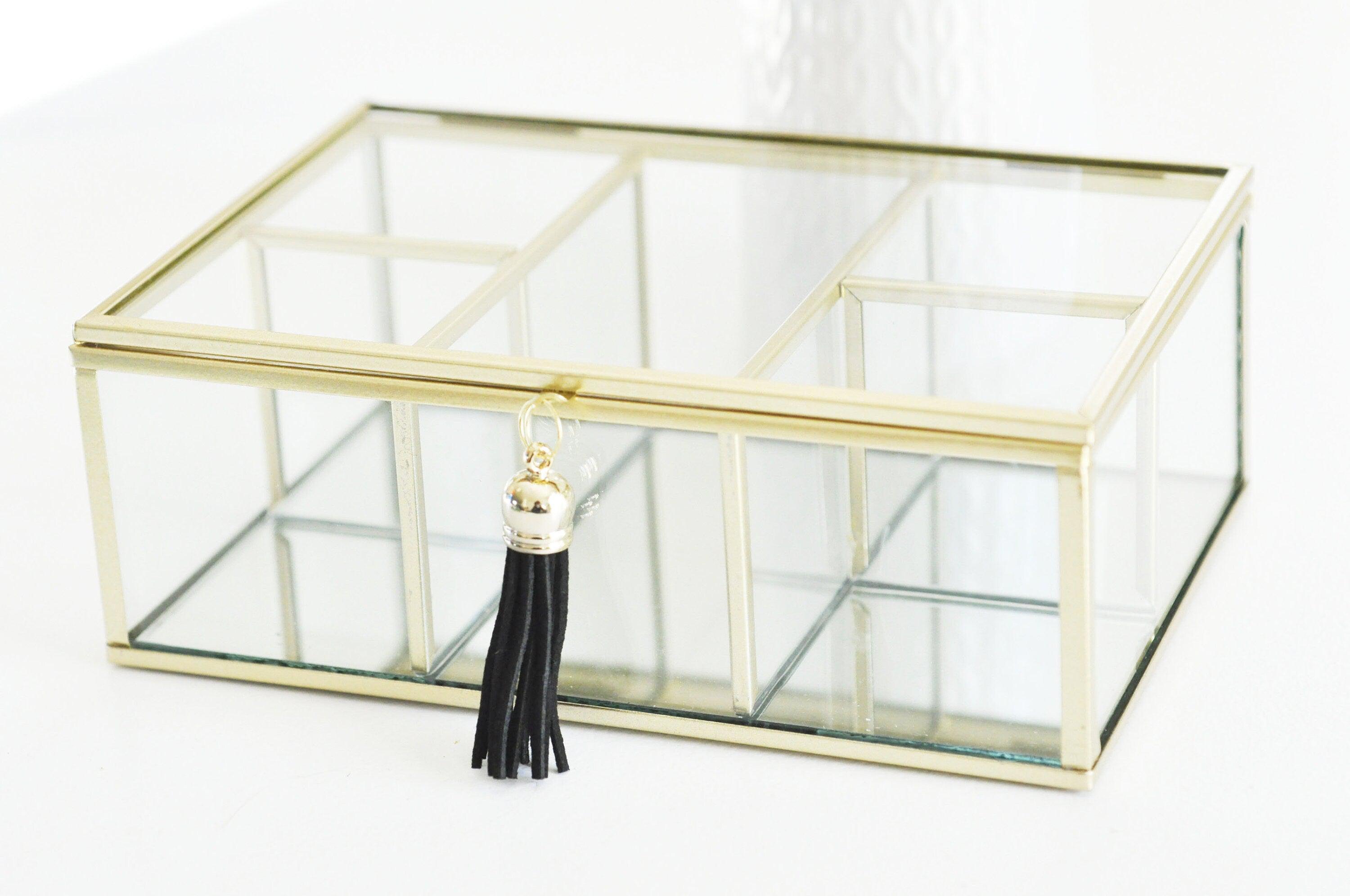 Gingerlily G3258 boîte verre rectangle dorée 18 cm