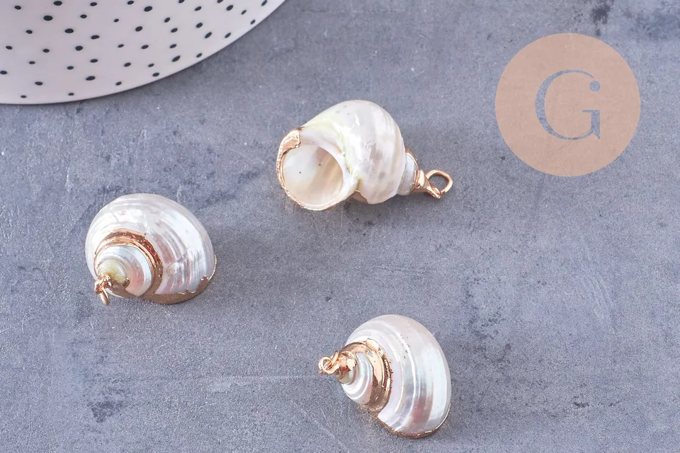 Gingerlily pendentif coquillage naturel conch 25-30mm x1 doré