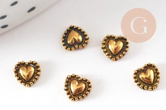 Gingerlily G9384 charm coeur zamac doré 5mm à coller
