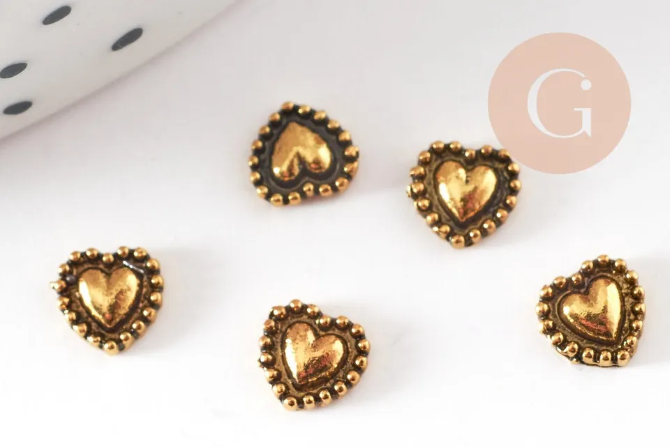 Gingerlily G9384 charm coeur zamac doré 5mm à coller
