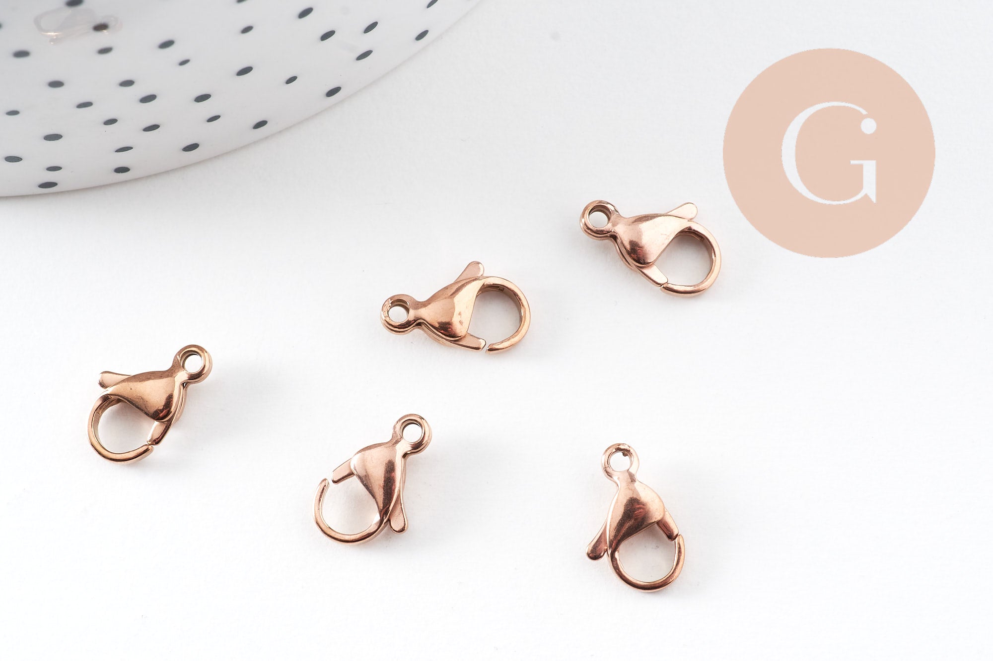 Gingerlily Apprêts Fermoir mousqueton or rose 13mm x5