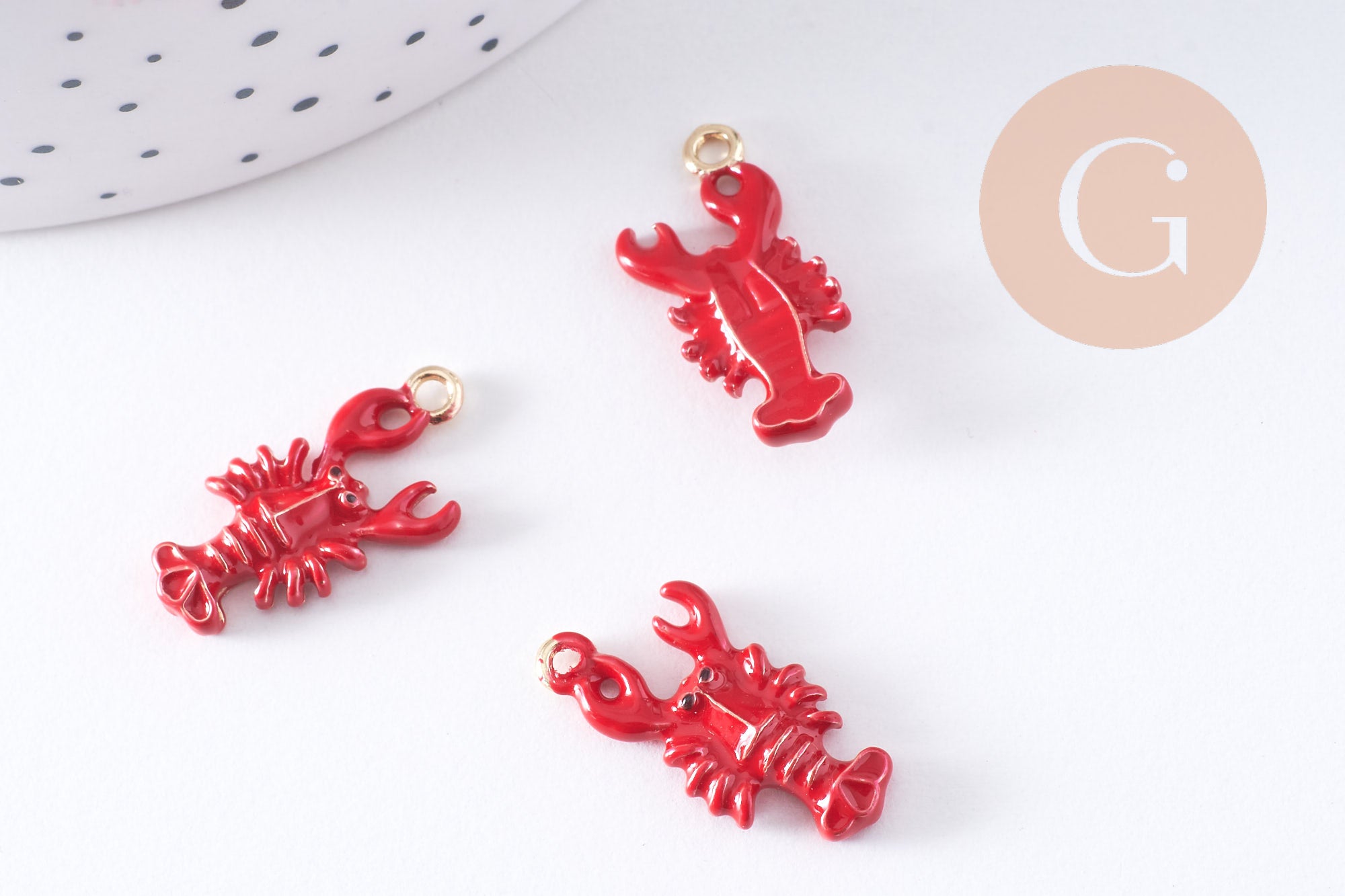 Gingerlily Perles G10619 pendentif homard rouge 21 mm