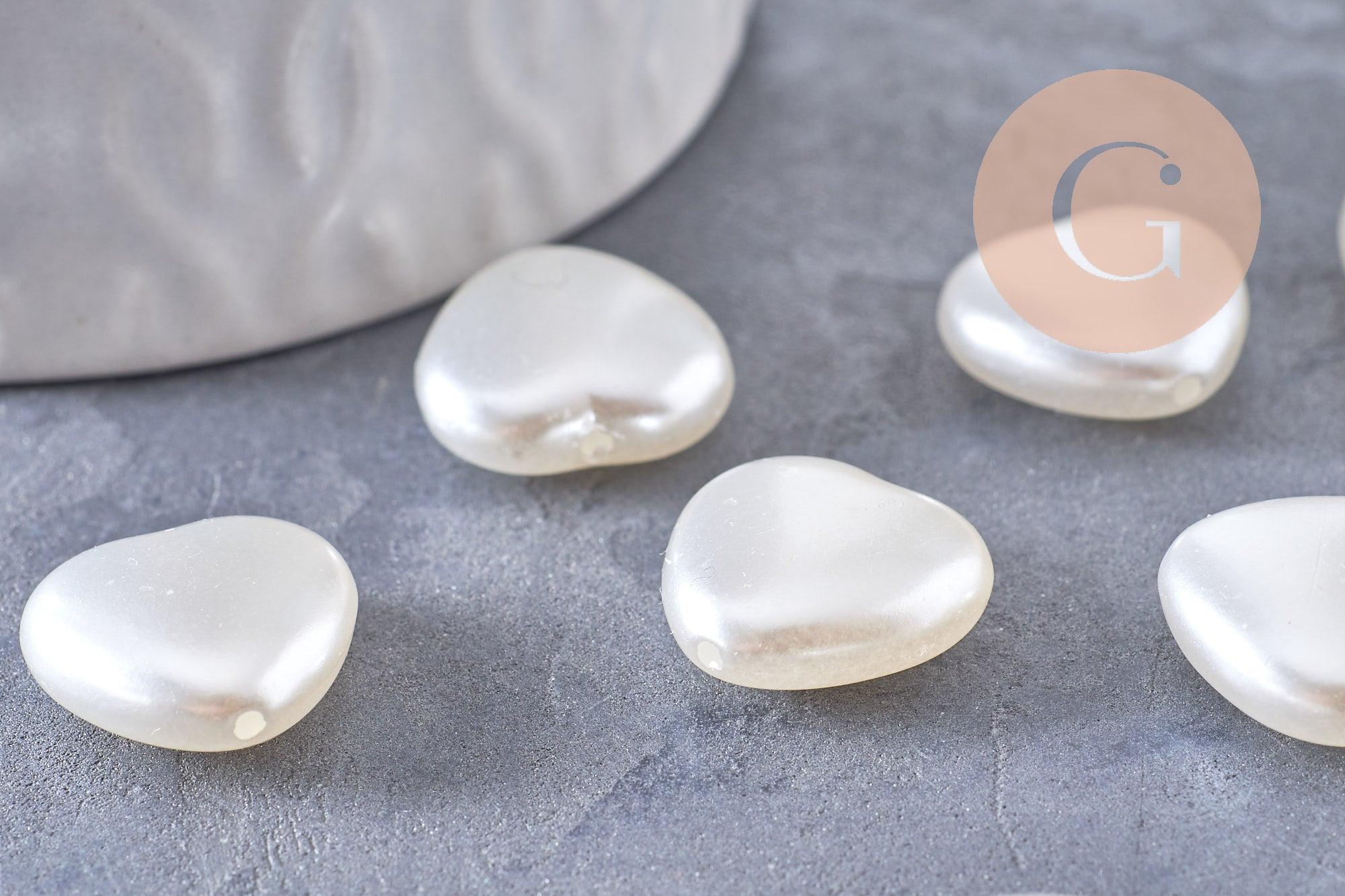 Gingerlily Perle coeur plastique perles 15mm blanc nacré x10
