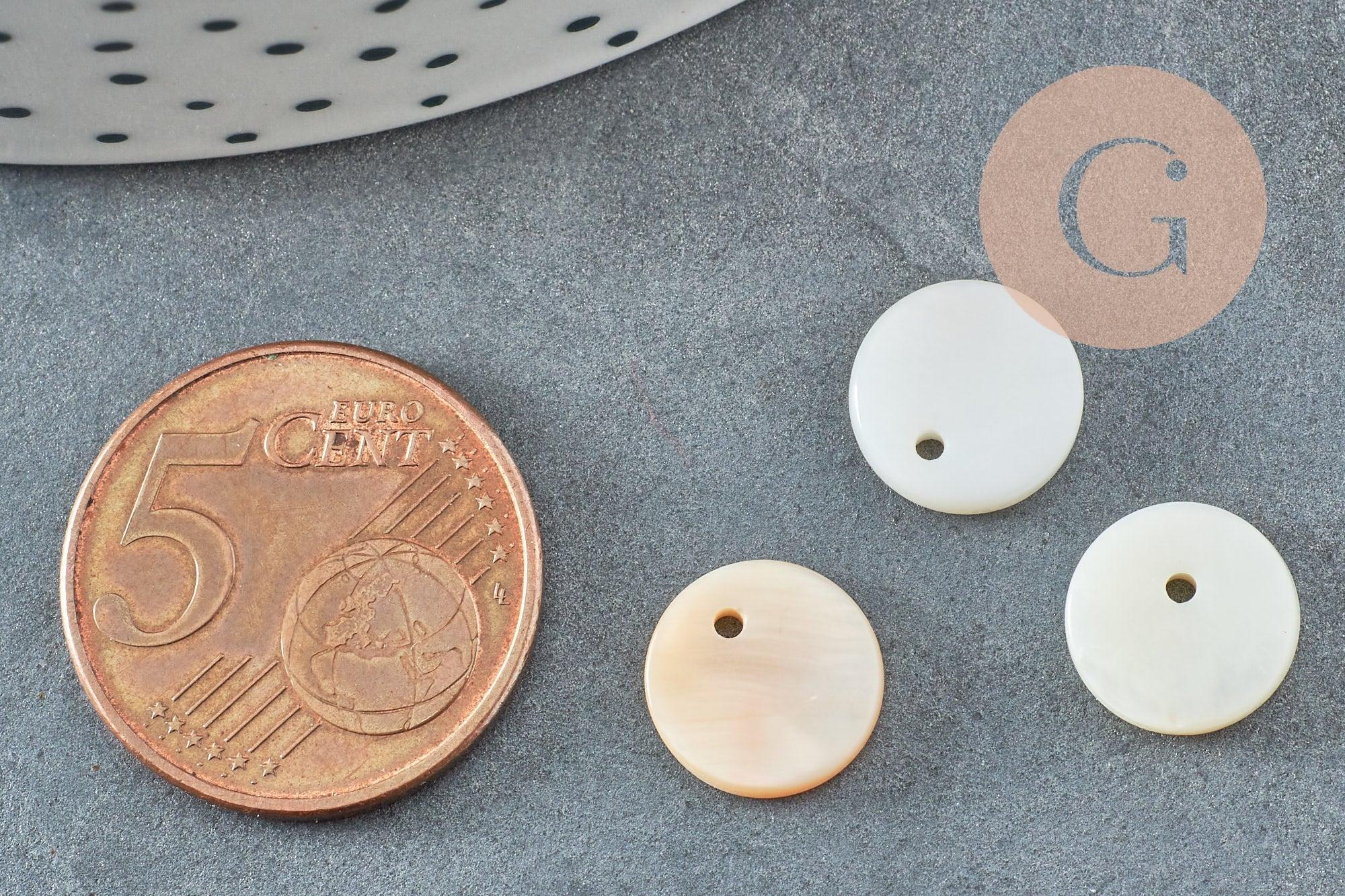 Gingerlily Perles Pendentifs DIY rond nacre G0360 blanc 11mm x10
