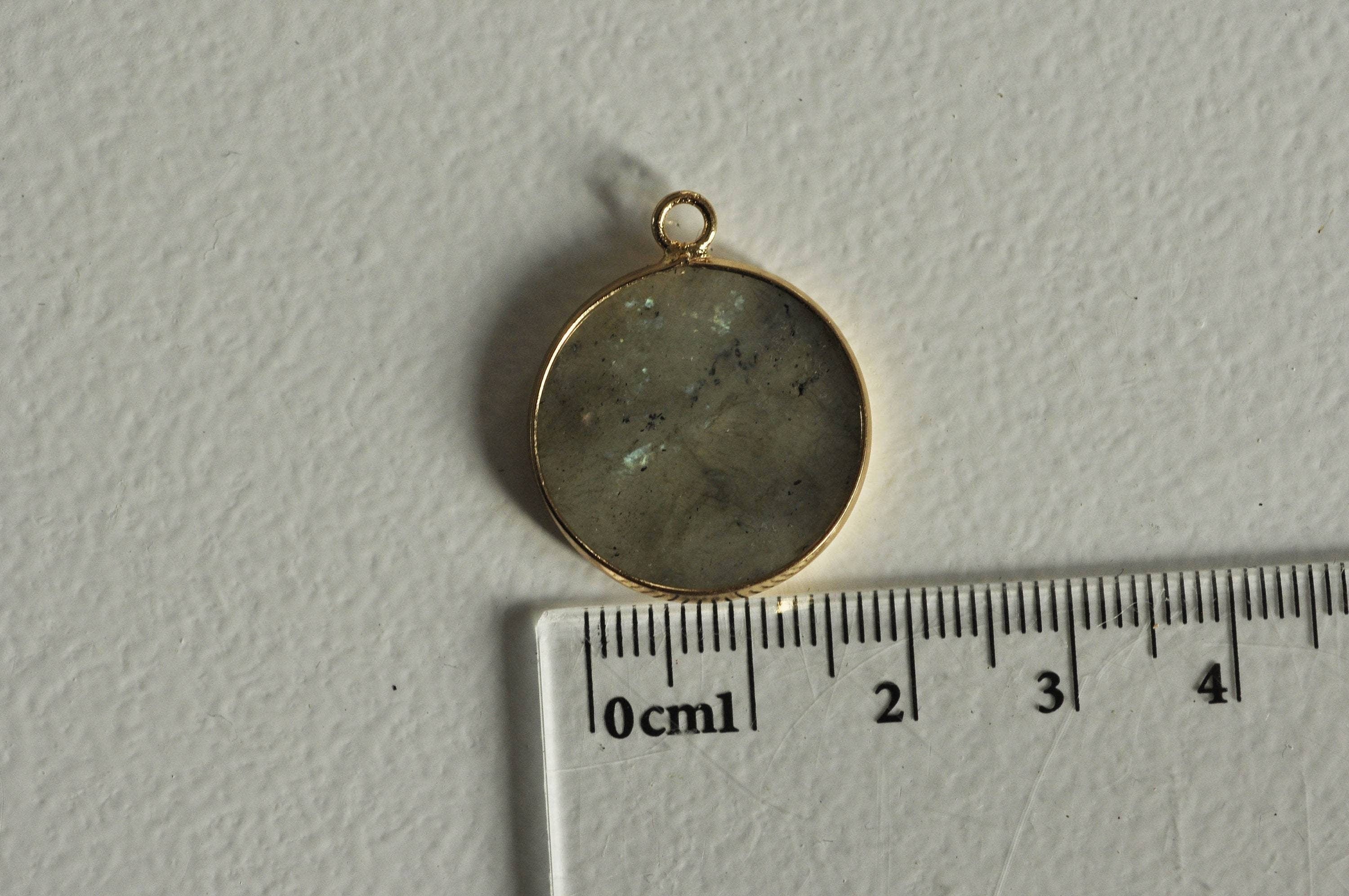 Gingerlily Pendentif rond labradorite 26mm G1043