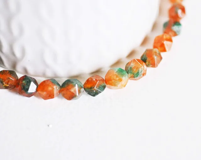 Gingerlily Perles jade orange facettes 8 mm fil 45 perles