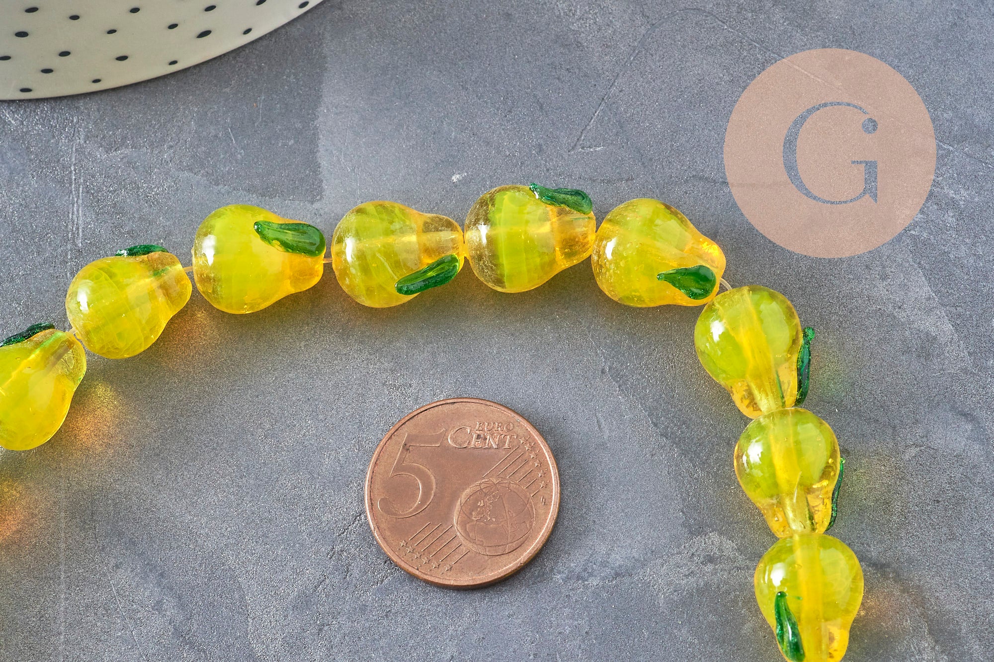 Gingerlily Perles G11021 perle poire verre tchèque jaune fil 28cm