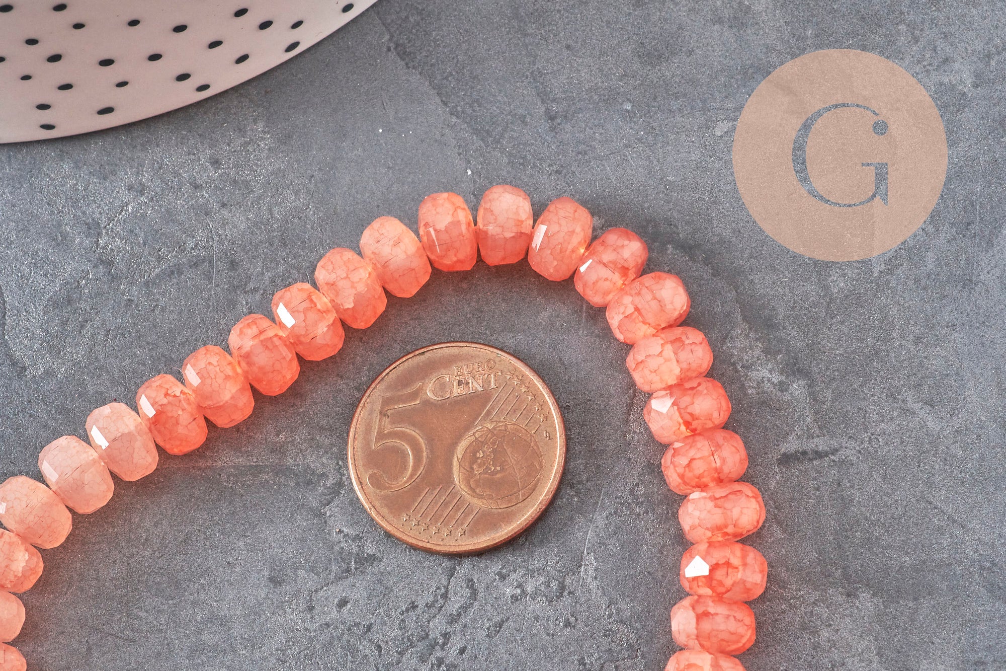 Gingerlily Perles abacus imitation jade rose corail 7,5mm fil 37cm