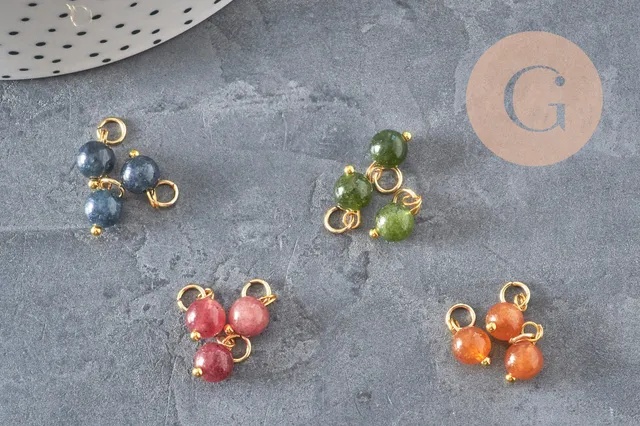 Gingerlily Breloque ronde Jade teinté doré 10,5mm x1