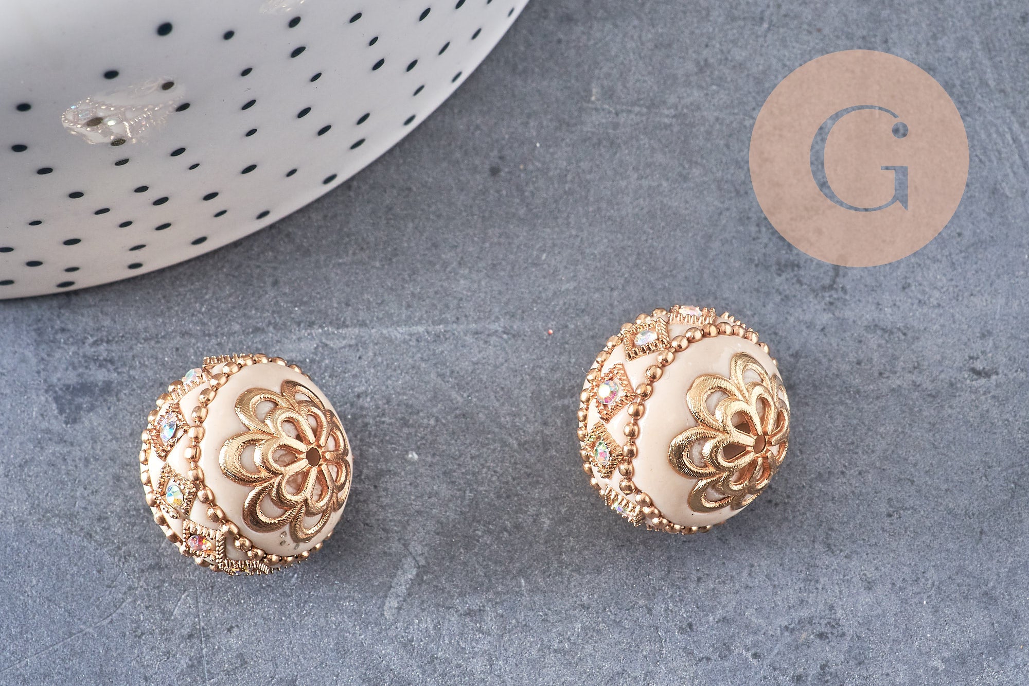 Gingerlily Perles DIY perle indonésienne G5906 grise strass 19,5mm