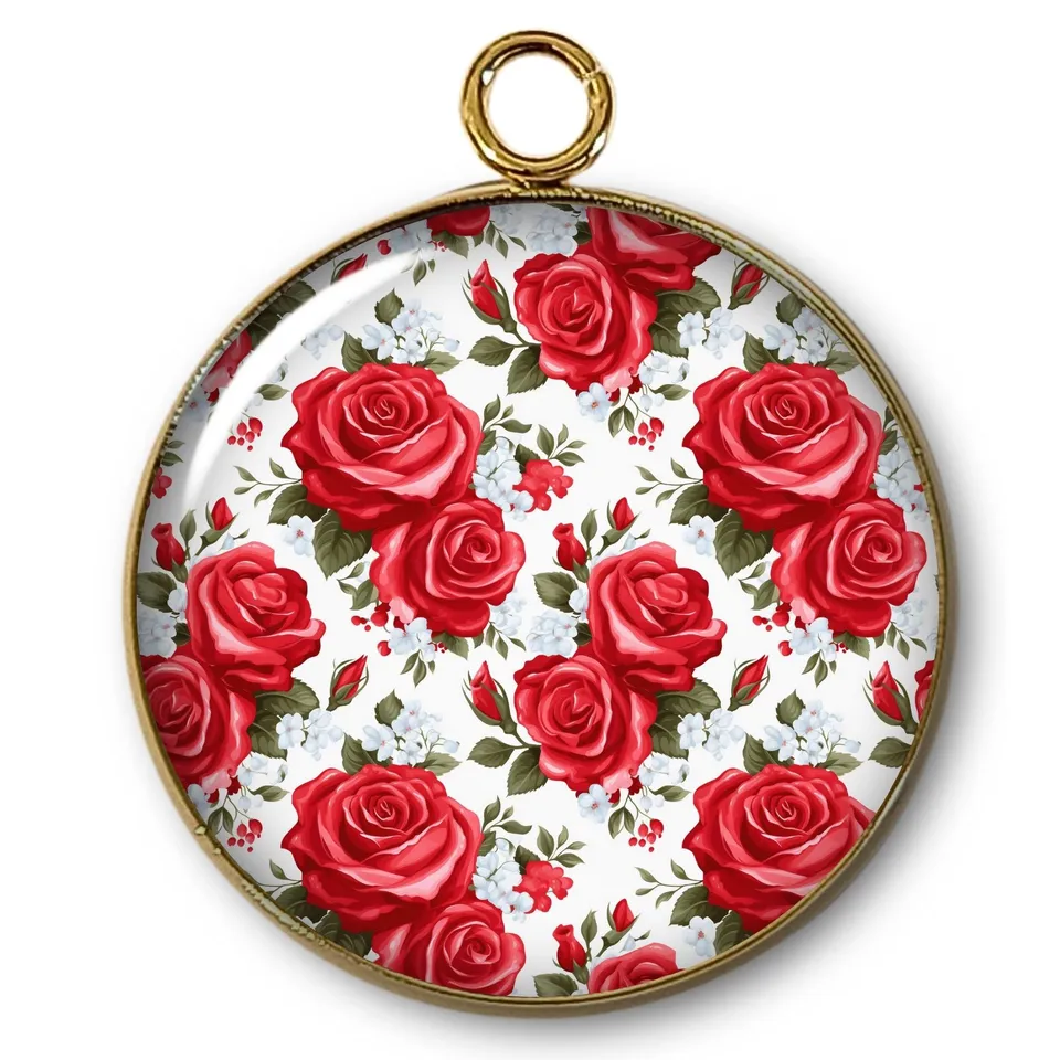 ARTSHOP Intemporel Fleurs pendentif verre 31mm x1
