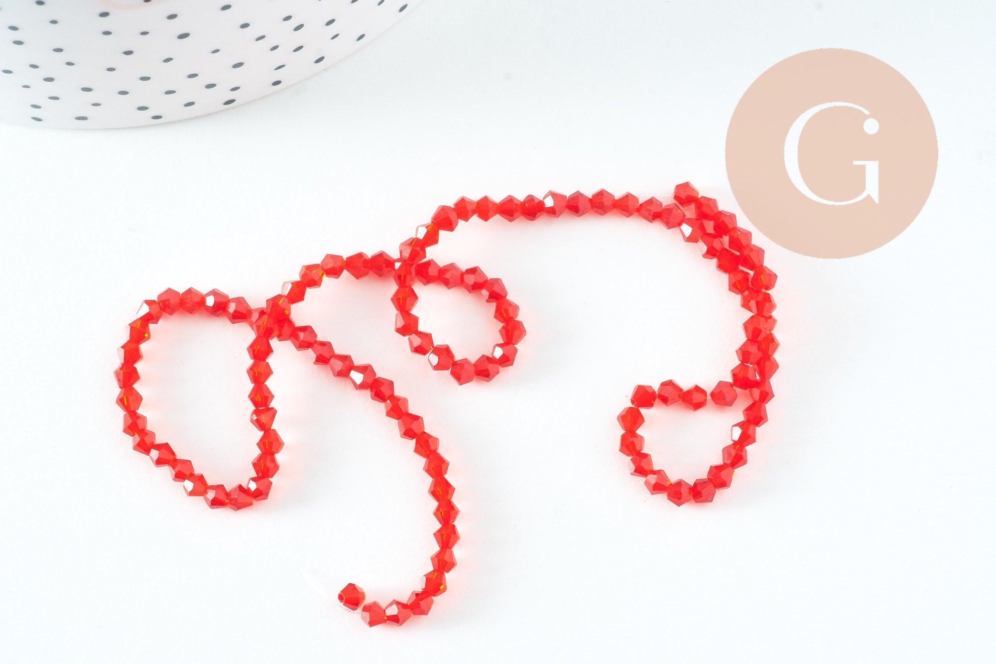Gingerlily Perles toupies cristal rouge transparent 3,5mm fil