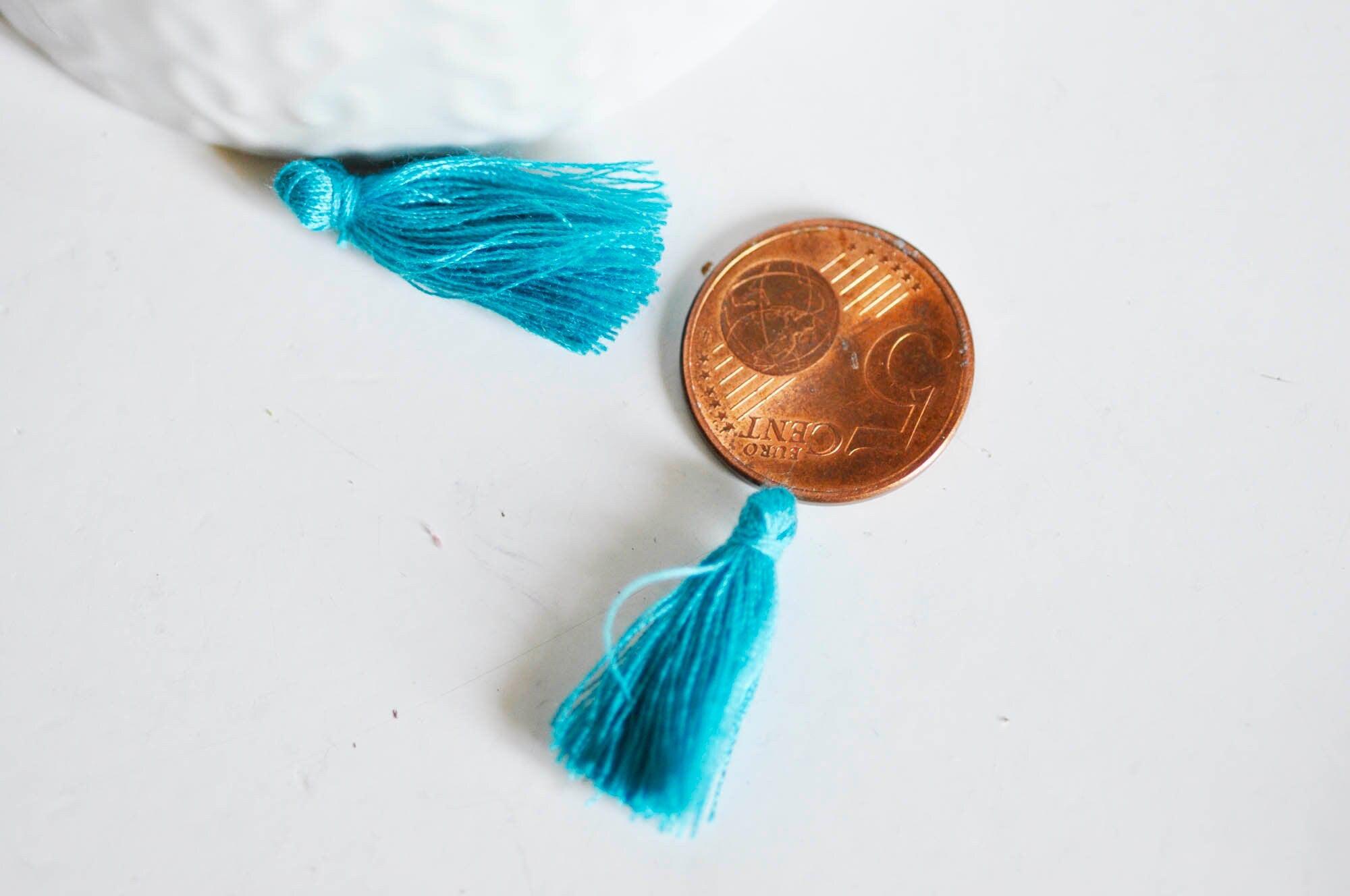 Gingerlily Pendentifs pompon bleu coton 25-31mm x5