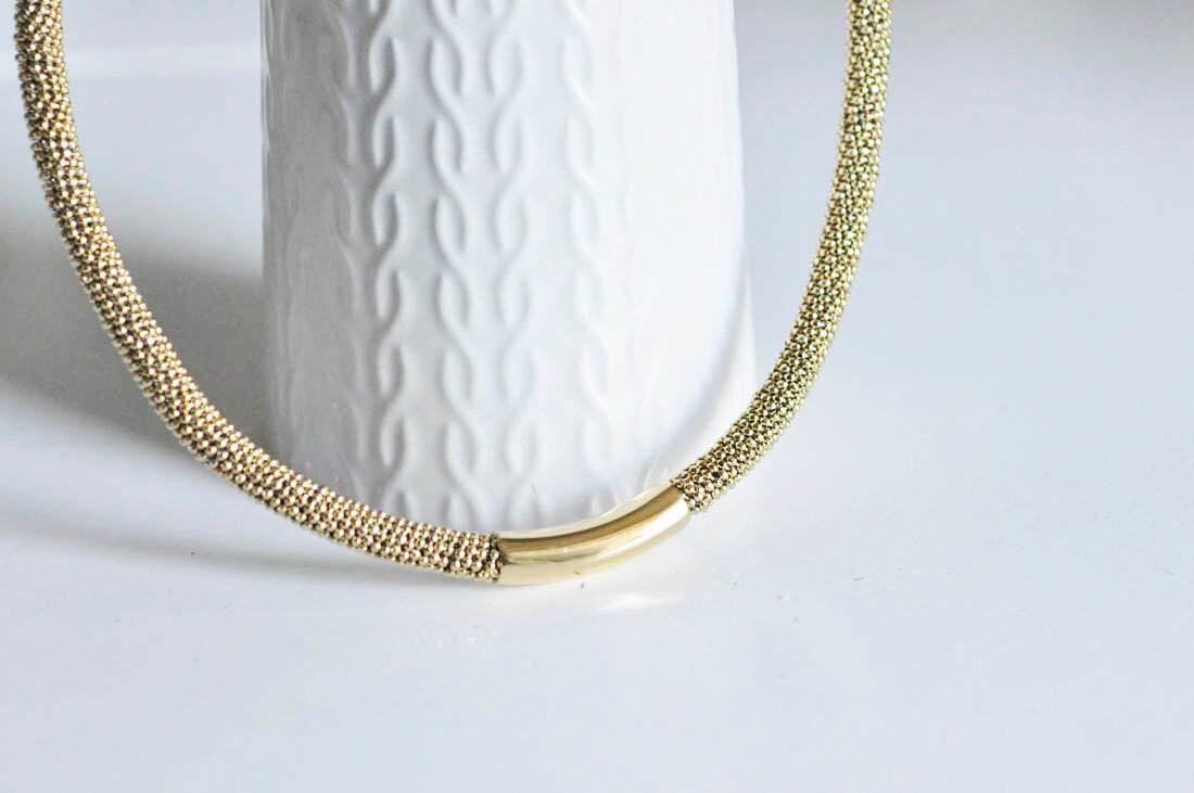 Gingerlily Chaînes collier acier doré 14k boule 7mm 45cm complet