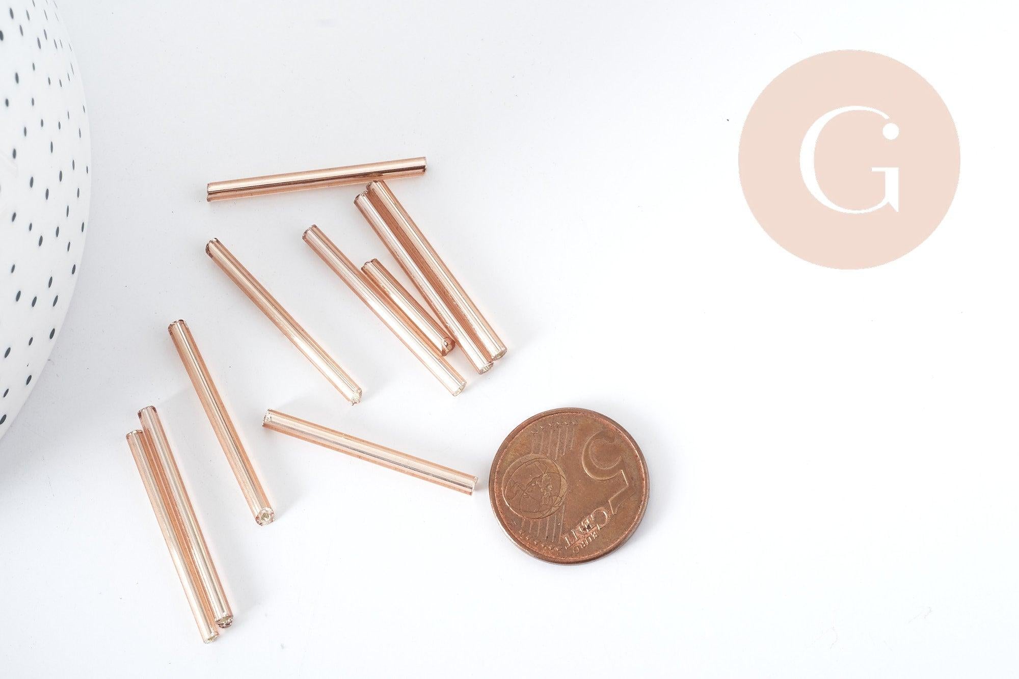 Gingerlily Perles rocaille tubes rose métallique 30mm 10g