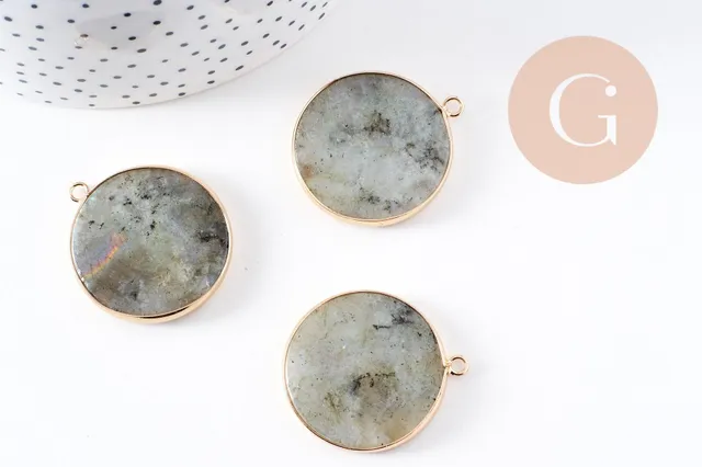 Gingerlily pendentif labradorite pendentif rond laiton doré 35mm