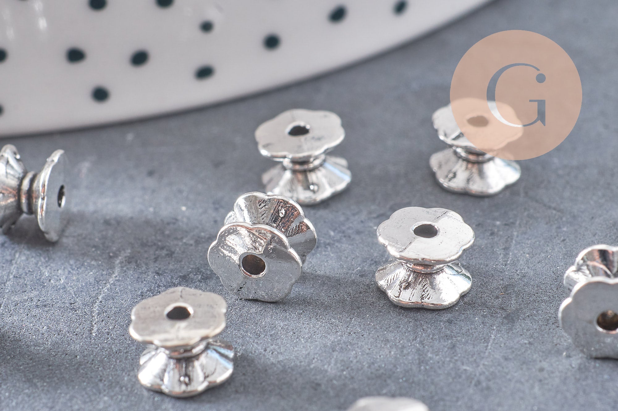Gingerlily Perles DIY tube bobine argent vieilli 7mm x10