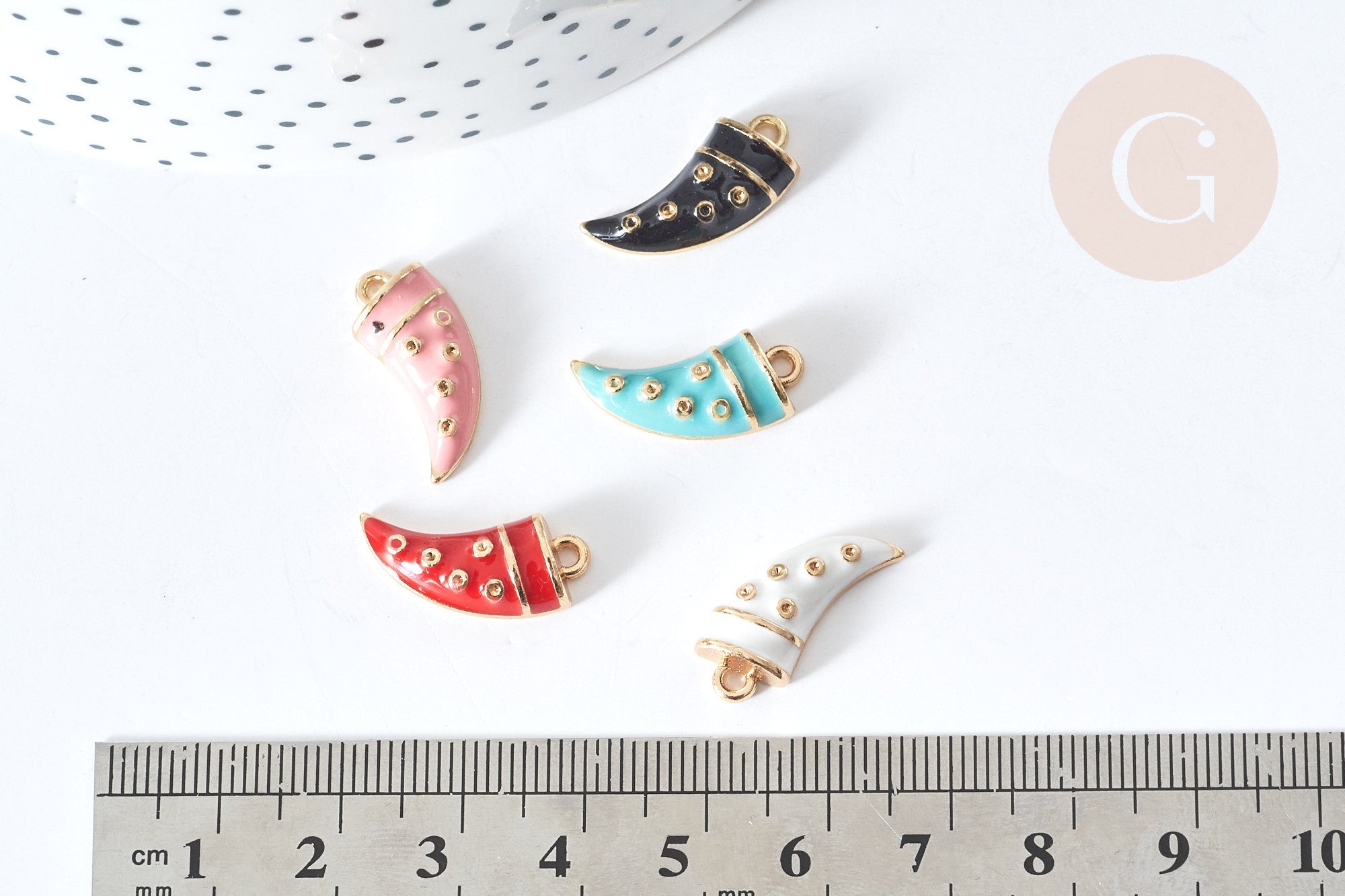 Gingerlily Pendentifs G8073 breloque corne doré noir 19,5mm