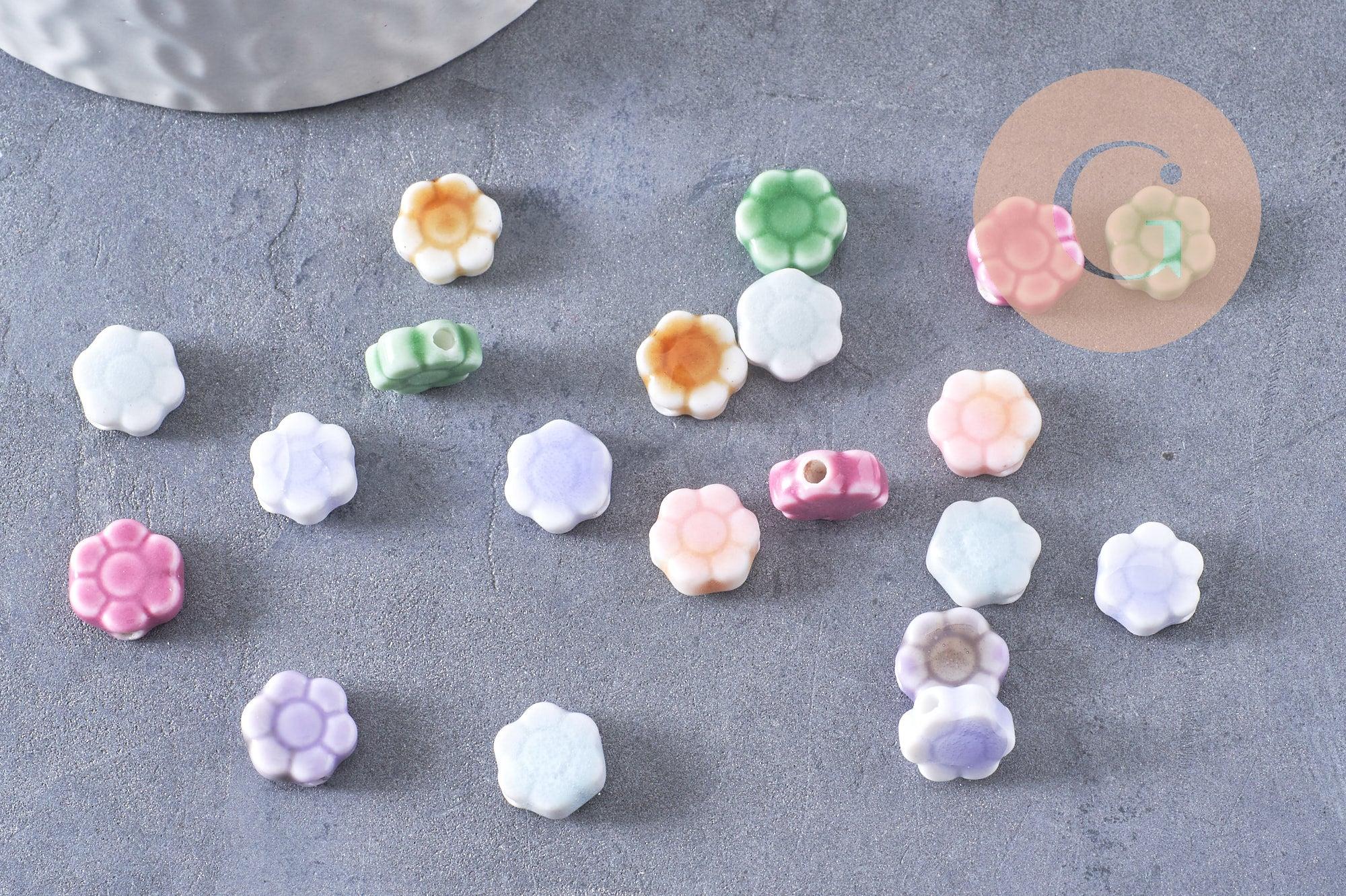 Gingerlily G10281 perles fleur porcelaine multicolore 10mm x5