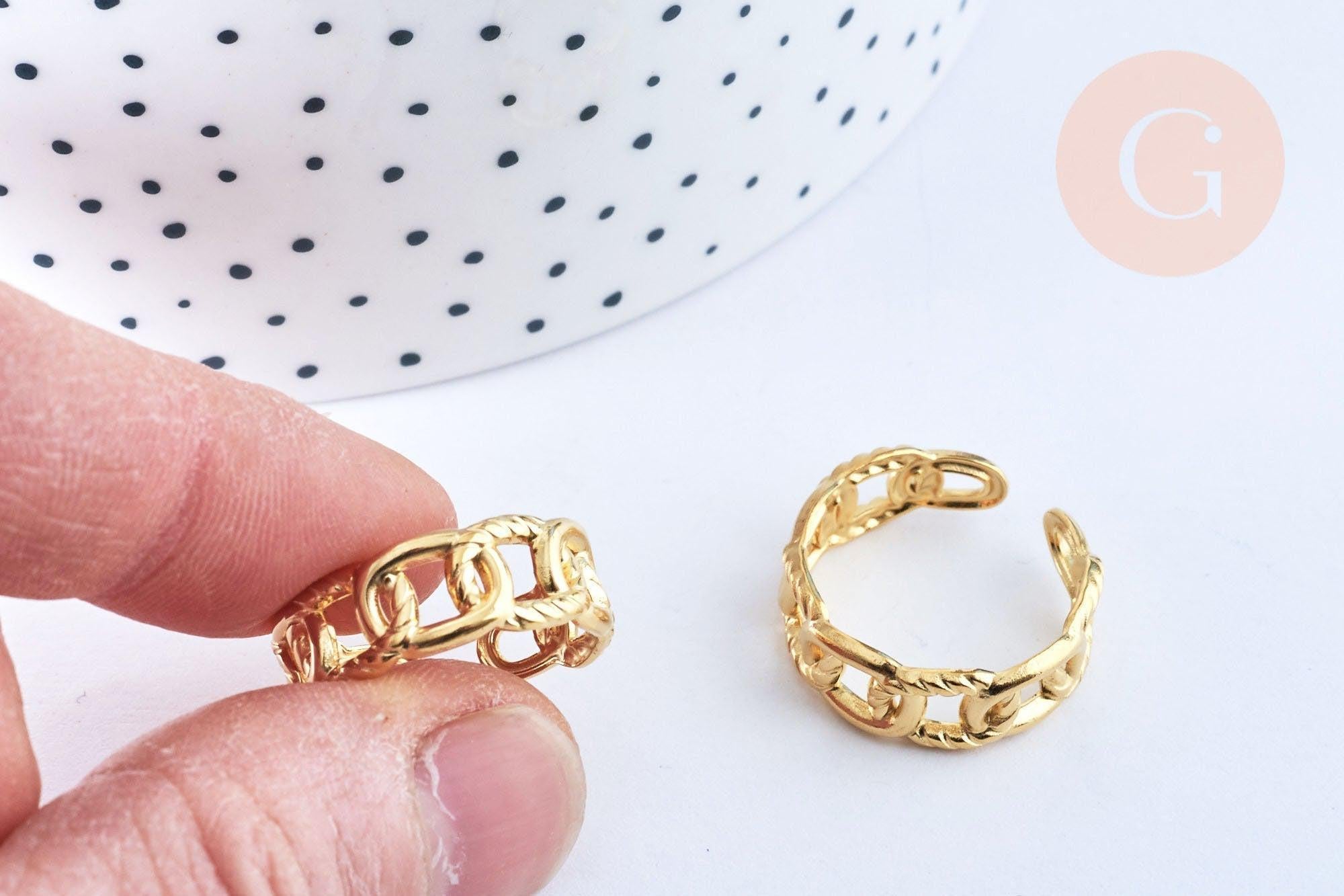 Gingerlily G6410 bague chaîne acier doré taille 54