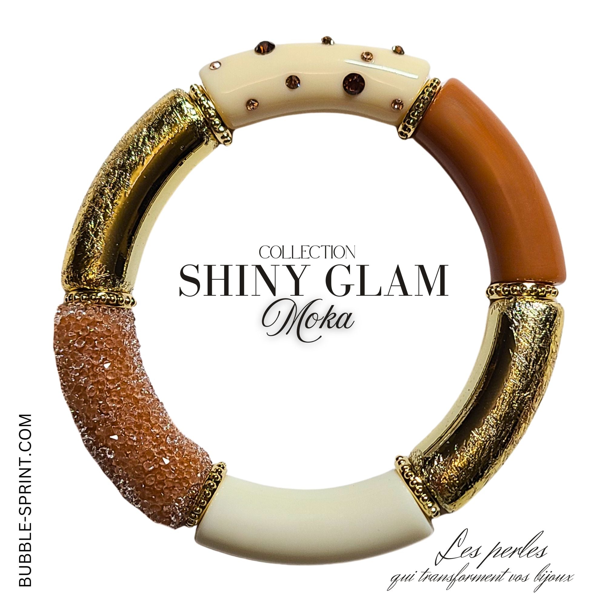 ARTSHOP Shiny Glam bracelet Moka monté élastique acrylique